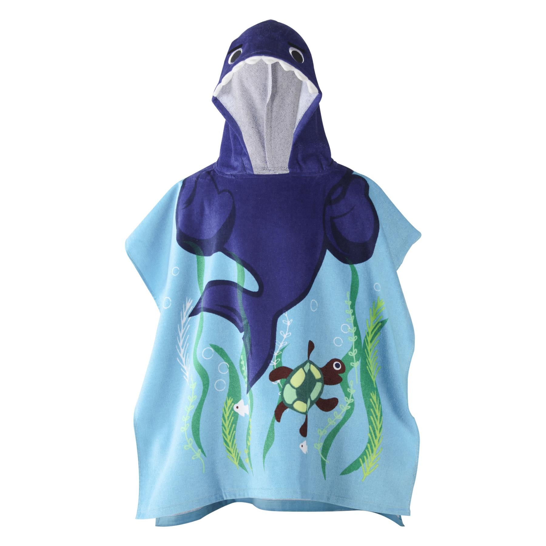 Kids Boys Girls Towel Poncho Shark Cotton Hooded Bathrobe Swimming Wrap Poncho