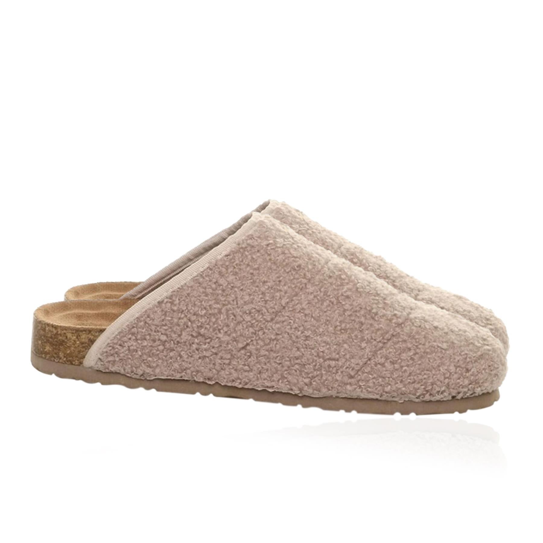 Women Curly Mule Slipper Warm Cozy Memory Foam Slip-on sturdy Cork sole Slider