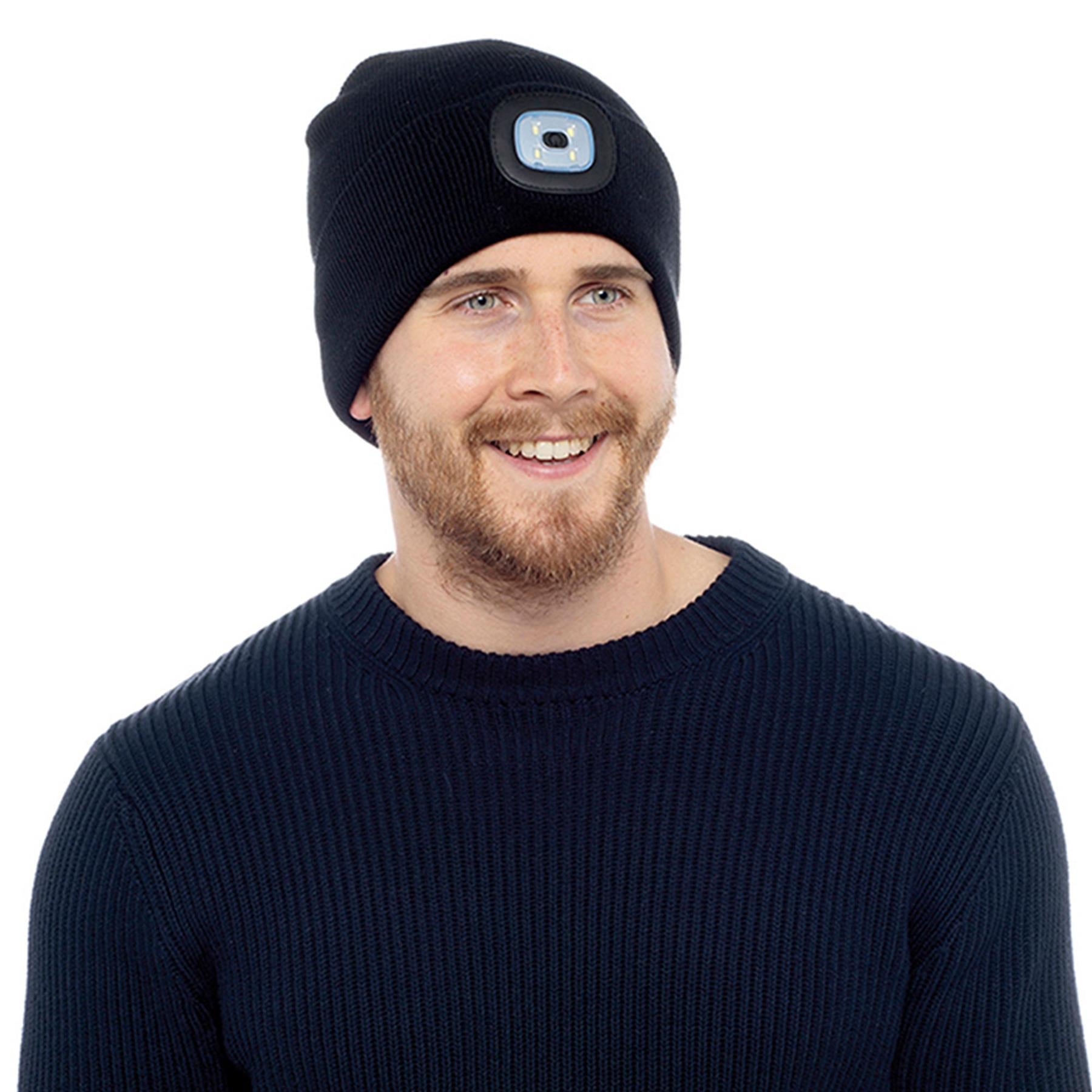 A2Z Mens LED Hat Thinsulate Knitted Beanie Light Up USB Rechargeable LED Caps