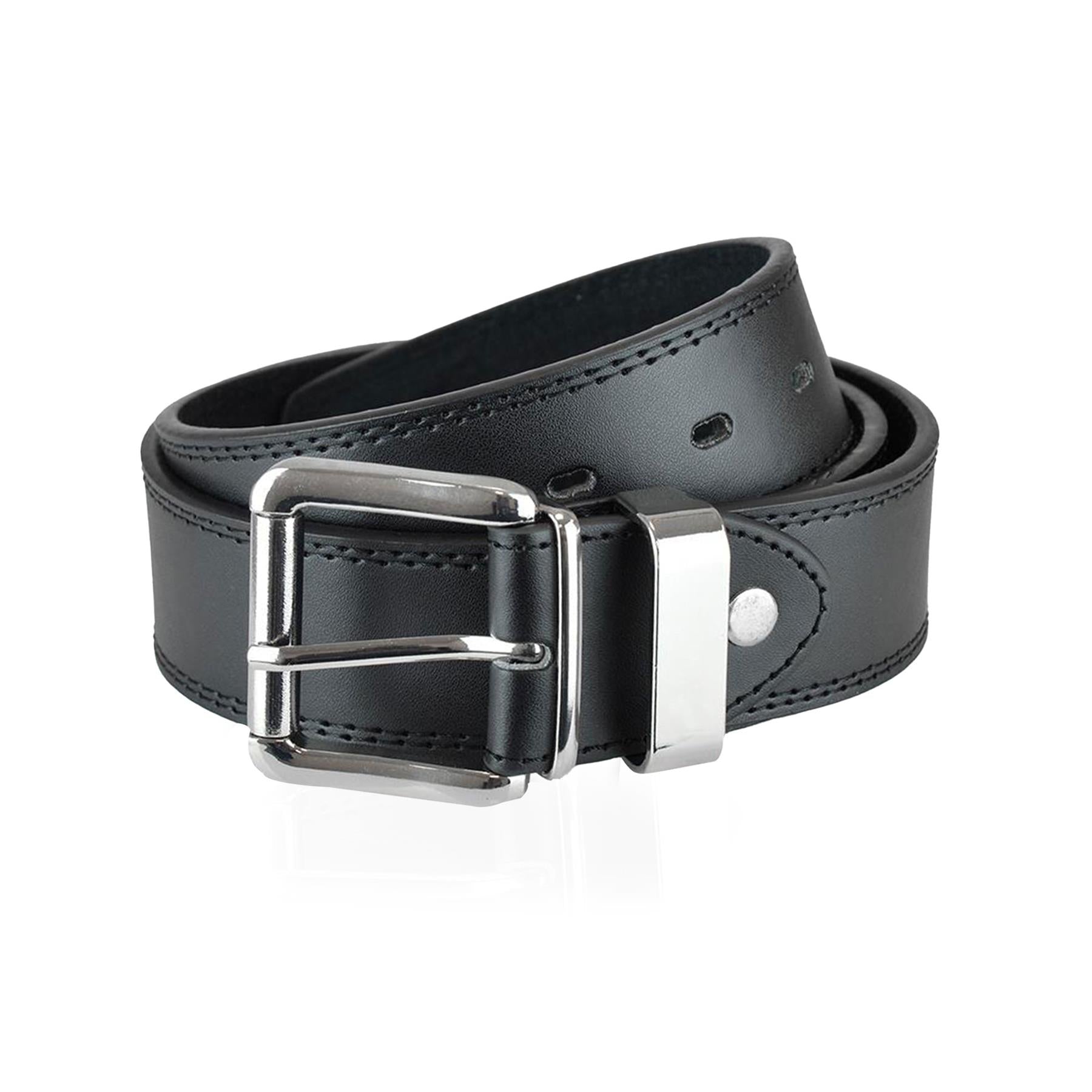 Mens Belts Alloy Pin Buckle Belt Double Stitched Leather Lined Jeans Suit Belt