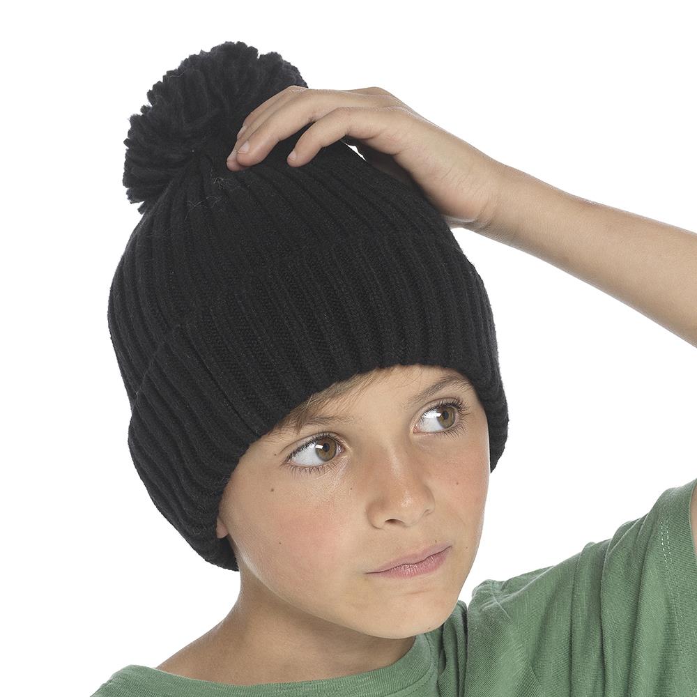 A2Z 4 Kids Girls Boys Hats Ribbed Bobble Pom Pom Beanie Winter Warm Cozy Caps