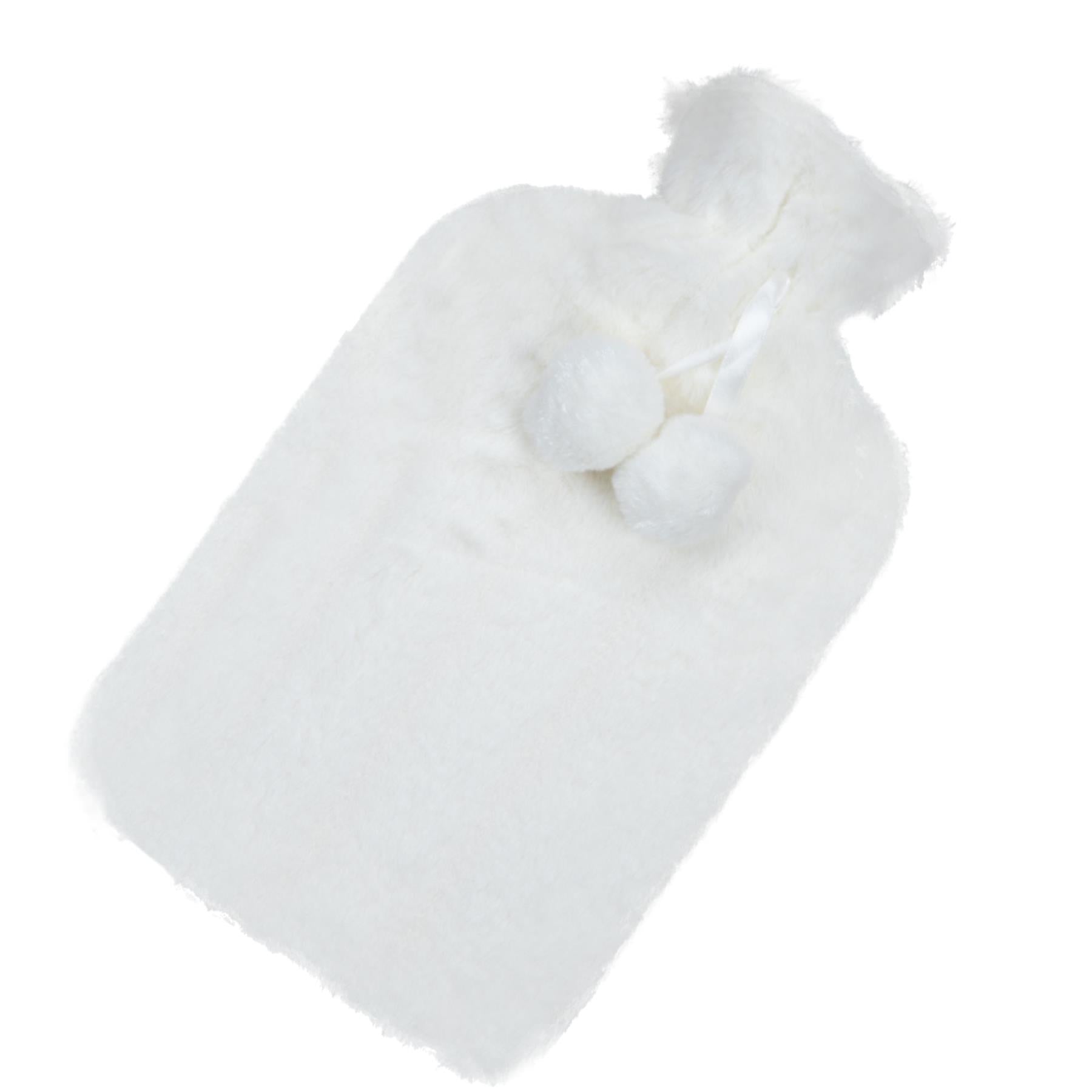 A2Z Hot Water Bottles Soft Husky Plush Pom Pom 2 Liter Fleece Cover Heat Therapy