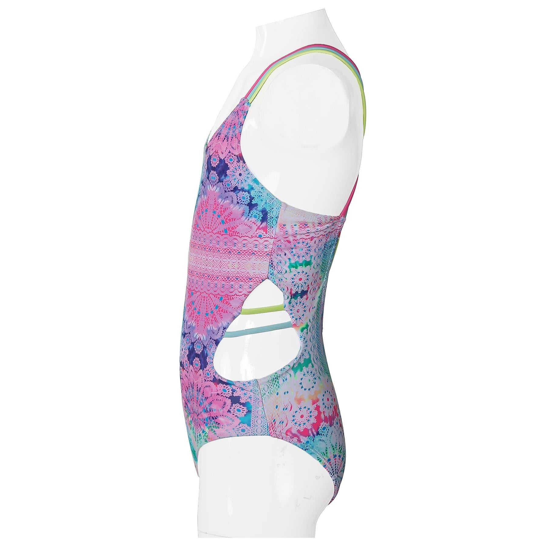 A2Z 4 Kids Girls One-Piece Swimming Suit Tie Dye With Lace Summer Bathing Suits