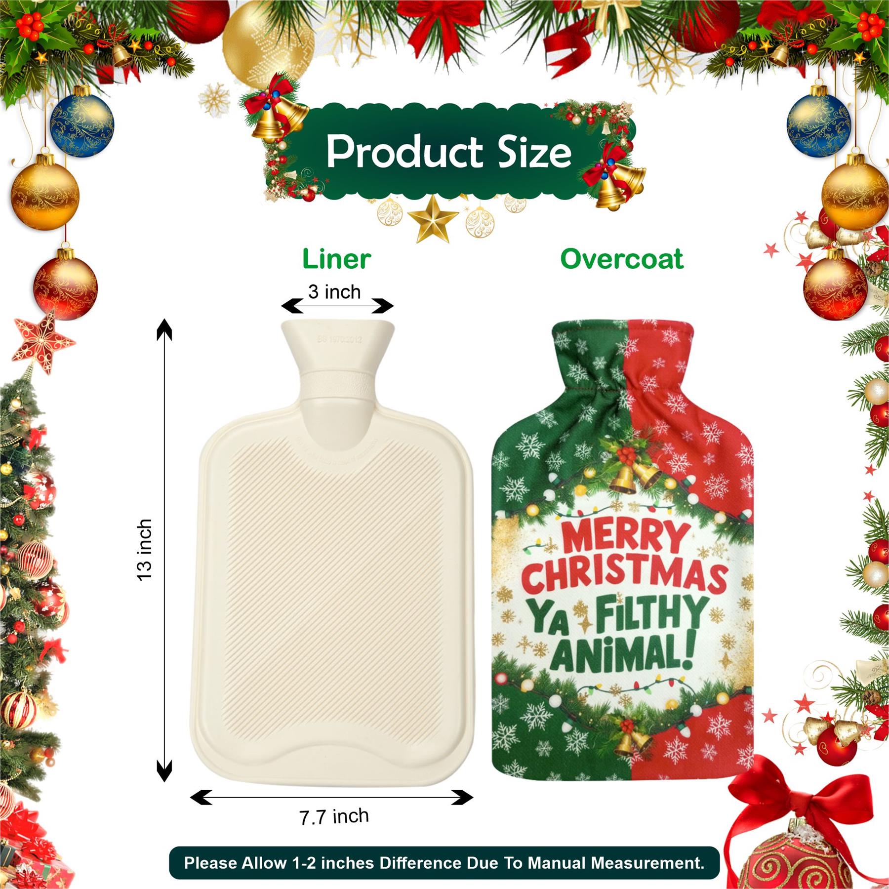 Ya Filthy Animal Christmas Novelty Hot Water Bottles 2L Pain Relief Heat Therapy