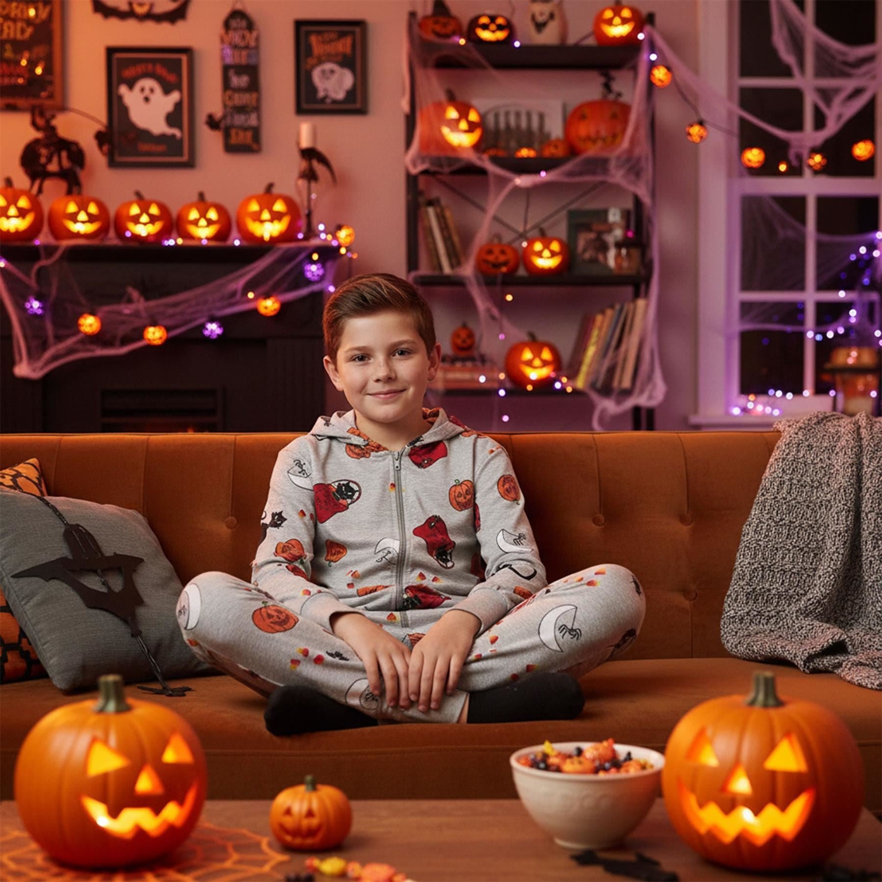 Kids Girls Boys One Piece Halloween Print Onesie