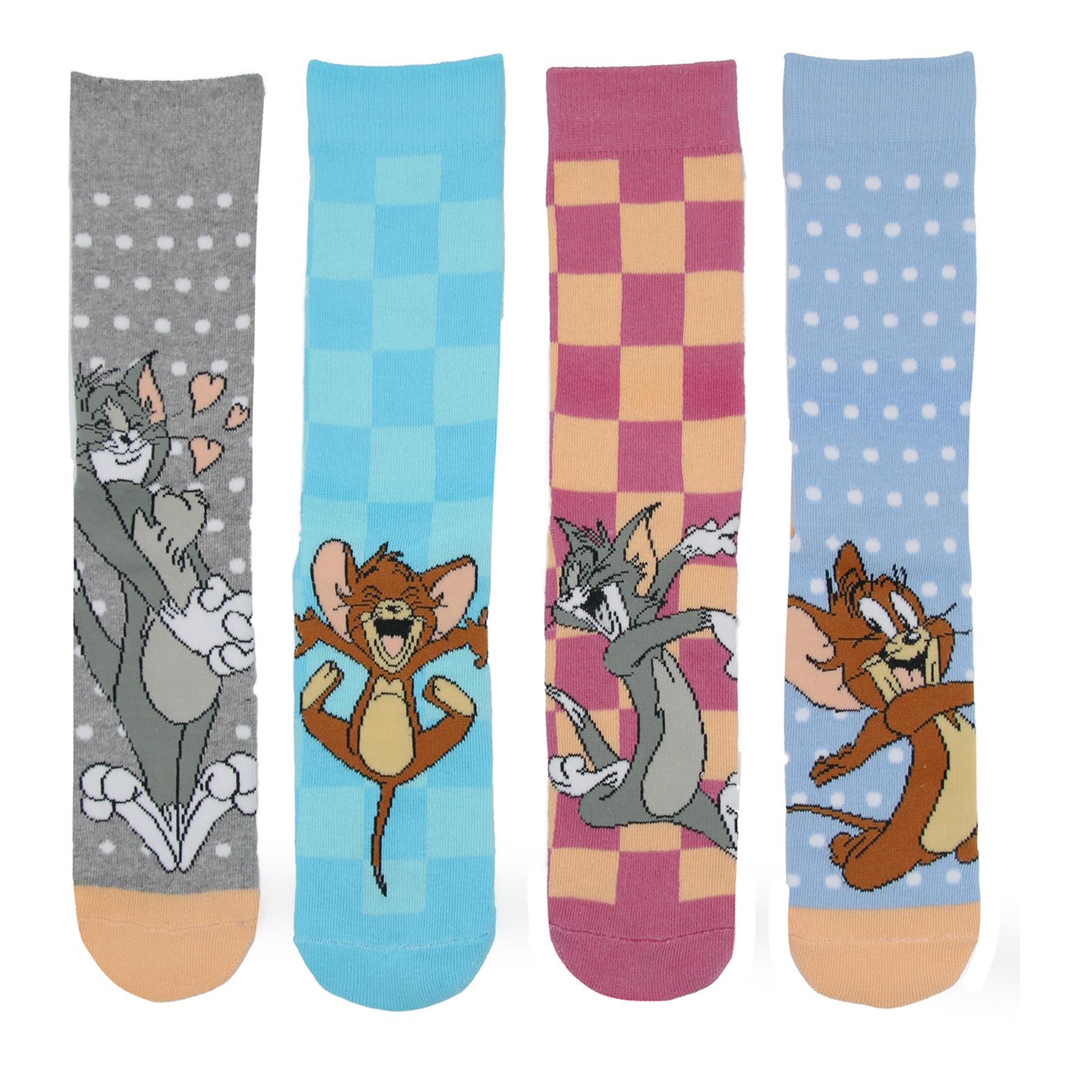 Womens Socks Pack Of 4 Tom Jerry Ankle Socks Officially Licensed Footwear Sock