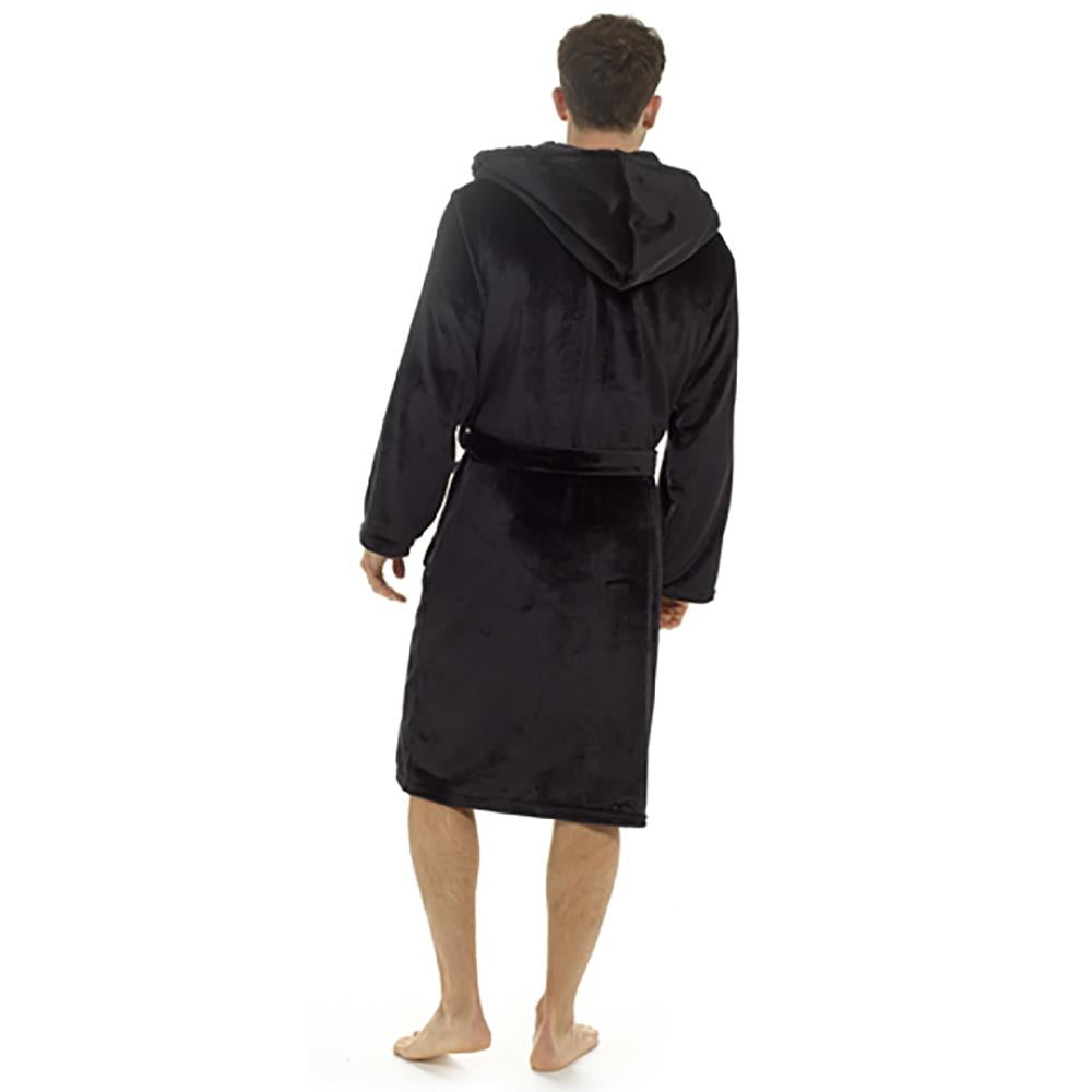 A2Z Mens Dressing Gown Super Soft Luxury Sherpa Hooded Flannel Fleece Bath Robe