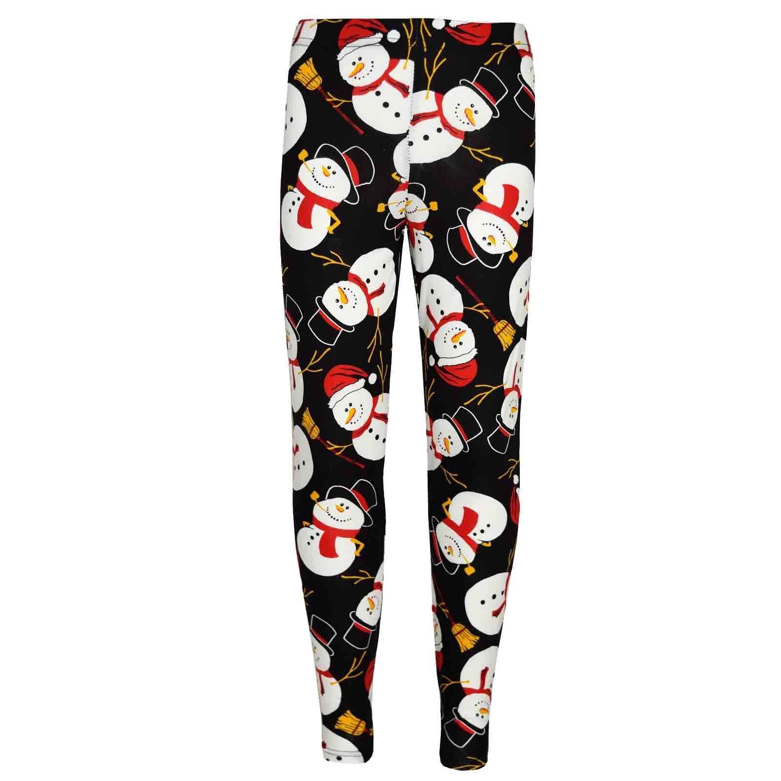 Kids Girls Christmas Leggings Santa Snowman Penguin Print Xmas Fashion Legging