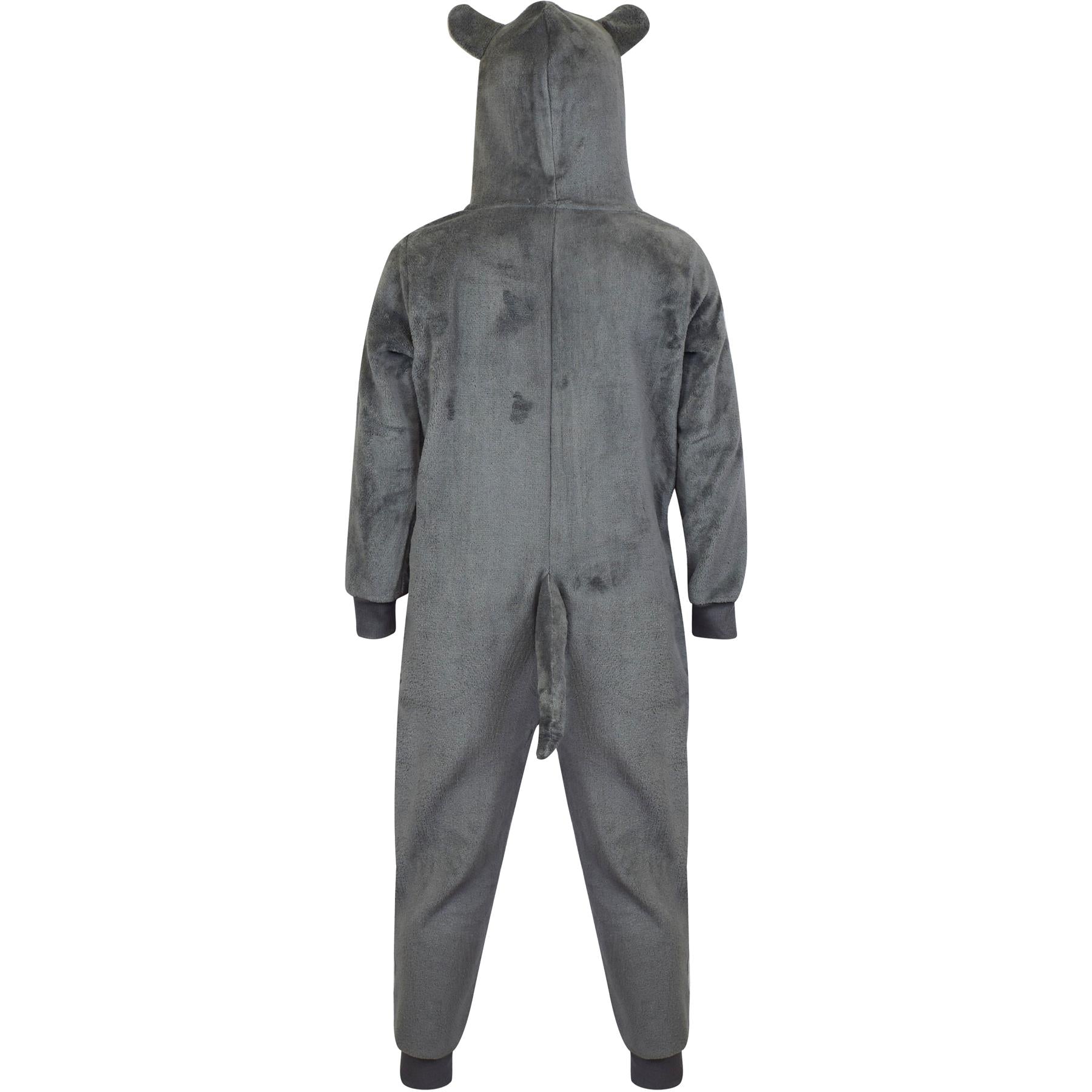 Unisex Rhino Onesie Animal Face Jumpsuits Playsuit One Piece Pyjama 3-14 Yrs