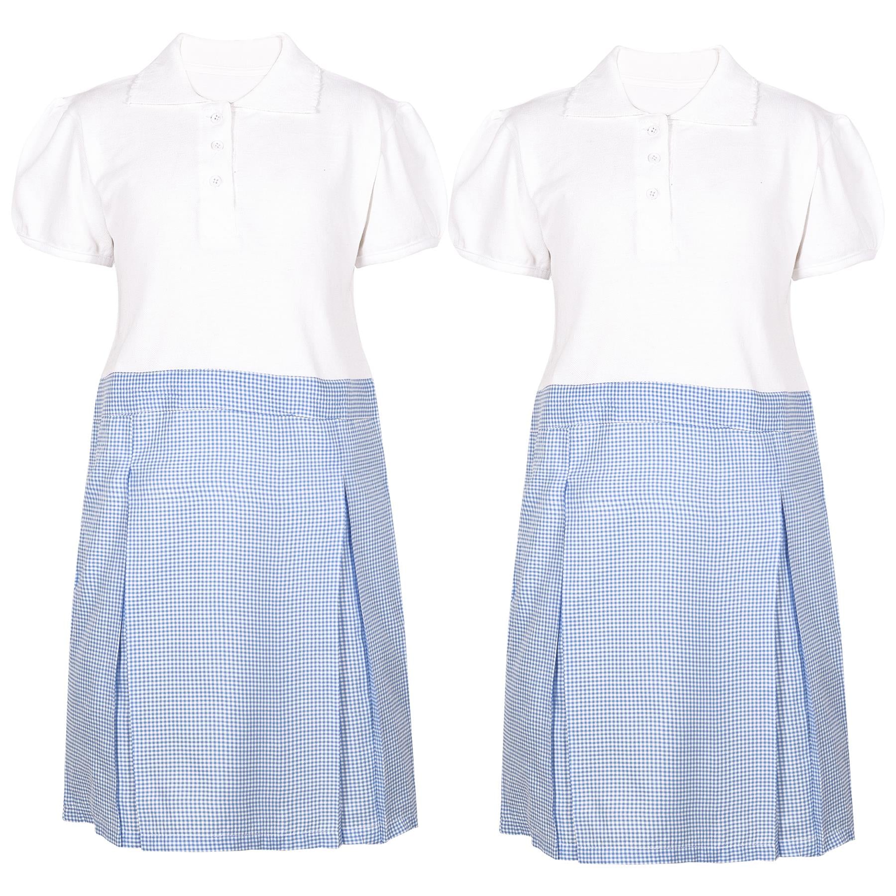 Kids Girls 2 Pack School Uniform Dress Gingham Pleated Comfortable Summer Dress