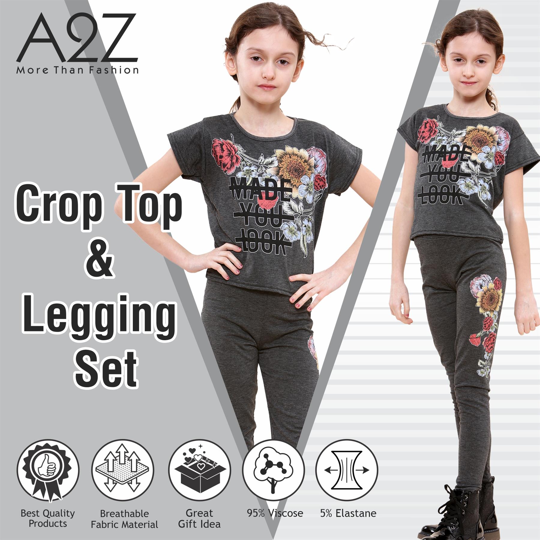 Kids Girls Made You Look Print T Shirt Top & Legging Set