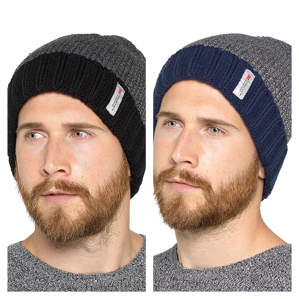 A2Z Mens Hat Cable Knitted Fleece Beanie 3M Thinsulate Insulation Thermal Hats