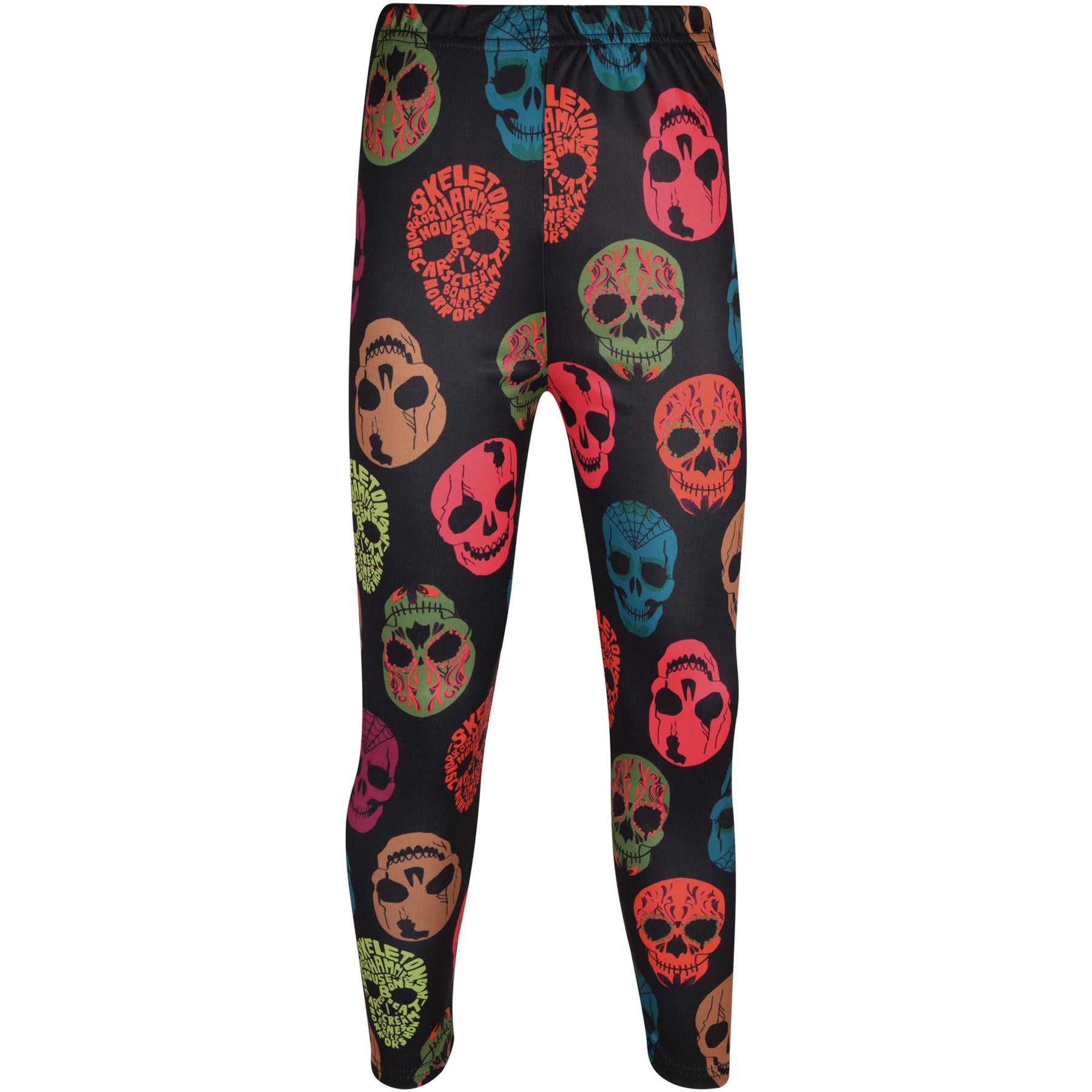 Girls Spider Web Skull Print Halloween Legging