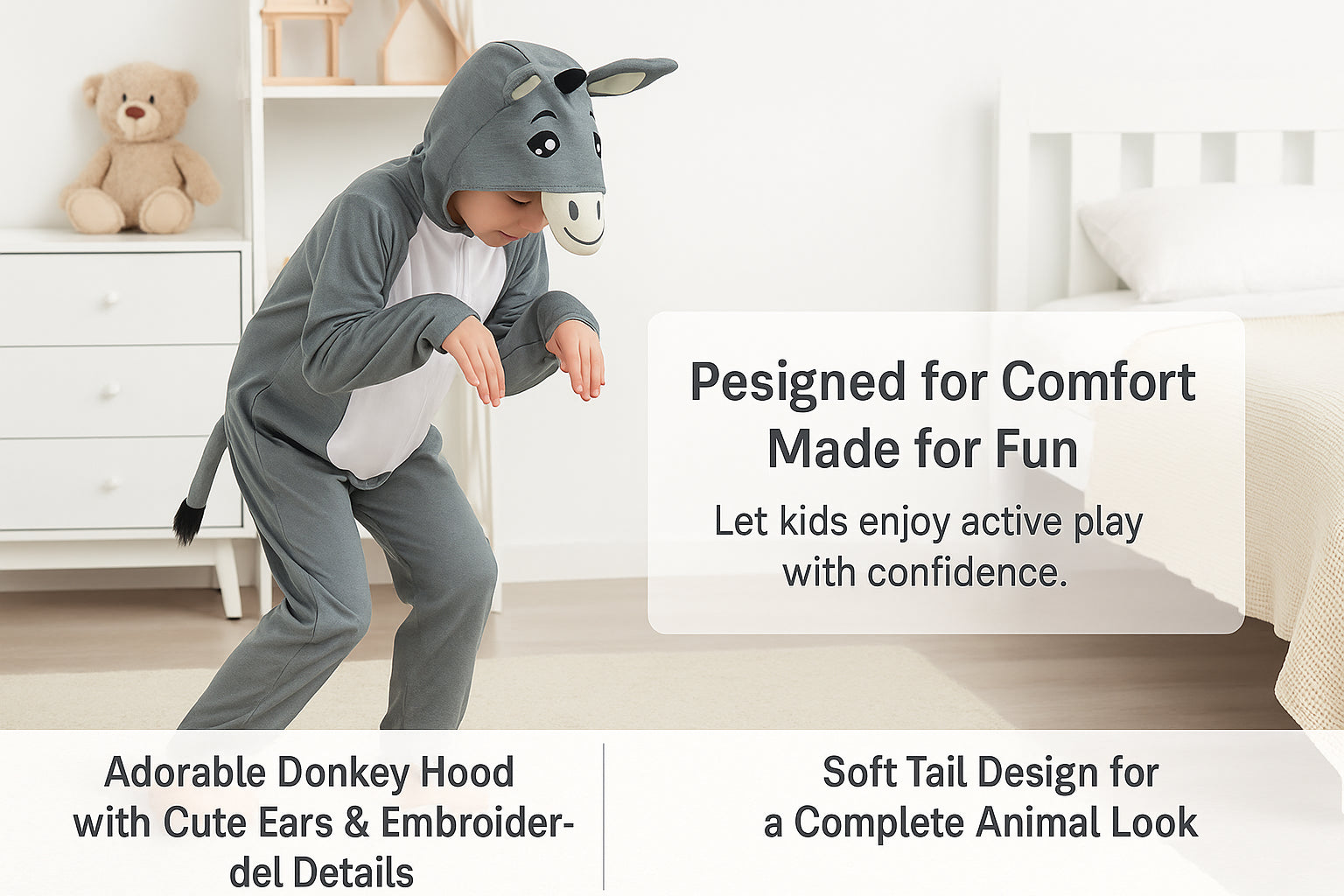 A2Z 4 Kids Boys Girls Donkey Costume Nativity Soft Fleece Animal Fancy Dress