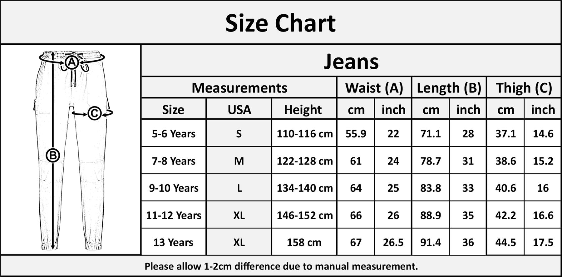 Kids Boys Plain Cotton Jeans Lightweight Sweatpants Joggers Tracksuit Bottom