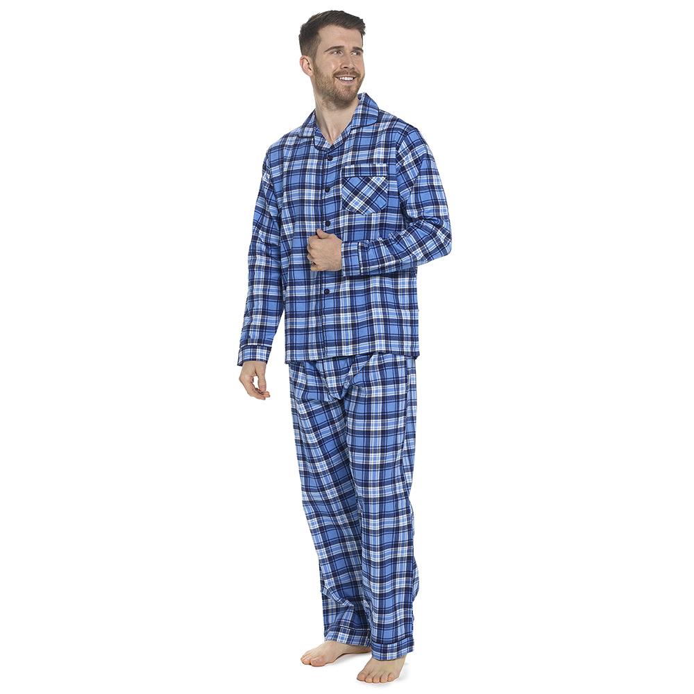 A2Z Mens Pyjama Traditional Check Brushed Cotton PJS Pyjama Set 2 Piece Top Set