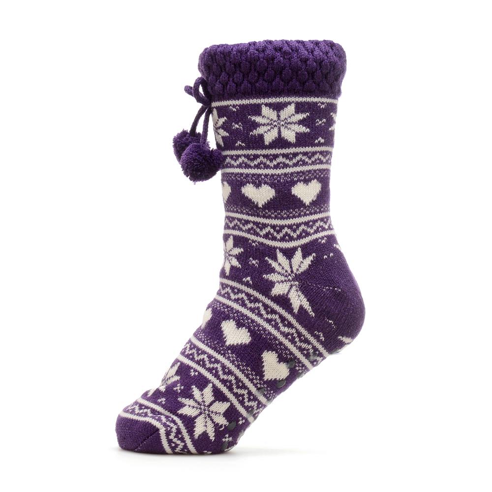 A2Z Ladies Fairisle Slipper Socks Sherpa Lining Comfortable For Daily Wear Socks