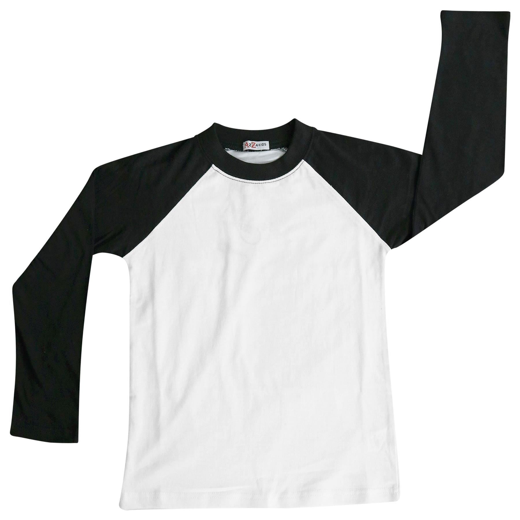 Kids Boys Girls T Shirts Plain Baseball Long Raglan Sleeves Sports Tees 2-13 Yrs