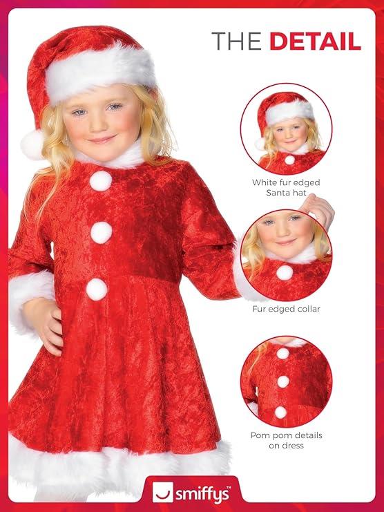 Kids Girls Cute Mini Miss Santa Claus Christmas Party Fancy Dress Plush Costume