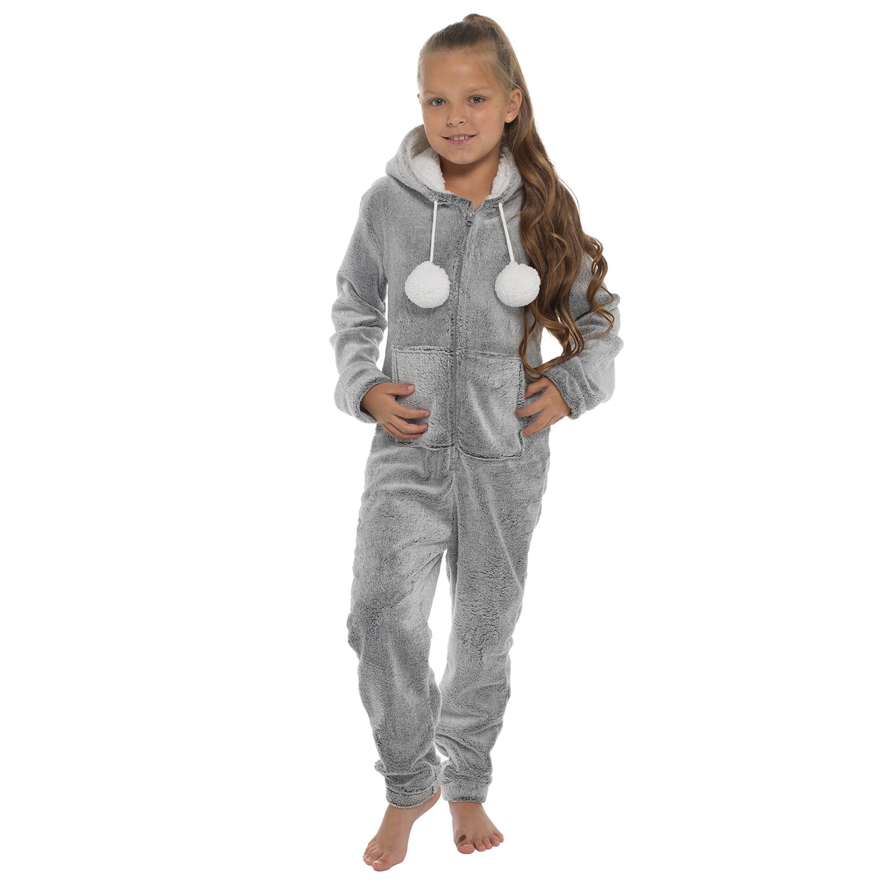 A2Z 4 Kids Girls A2Z Onesie One Piece Hooded Soft Fluffy All in One Jumpsuit