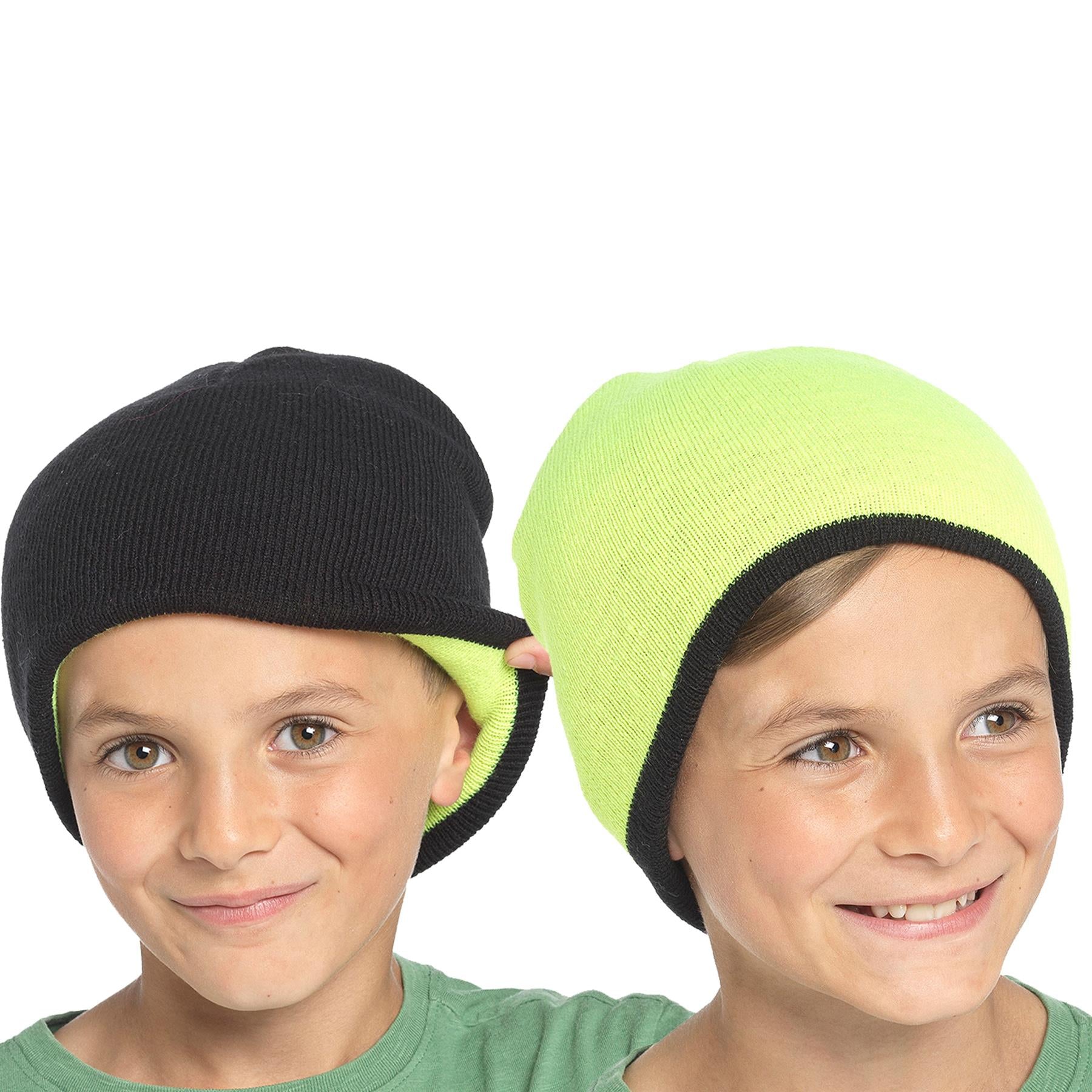 A2Z 4 Kids Boys Reversible Beanies Caps Fleece Warm Winter Stylish Casual Hat