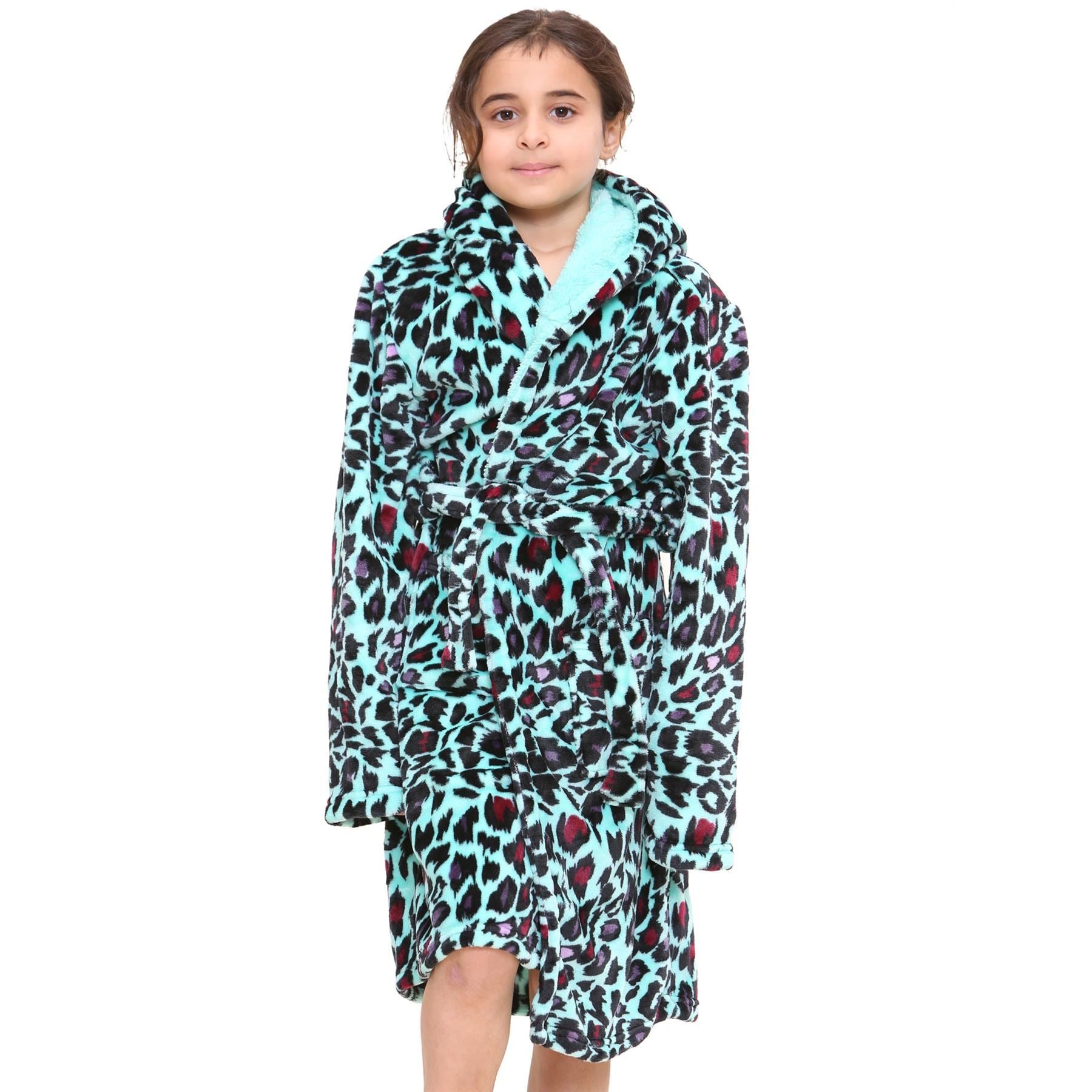 A2Z 4 Kids Soft Leopard Print Bathrobe Dressing Gown