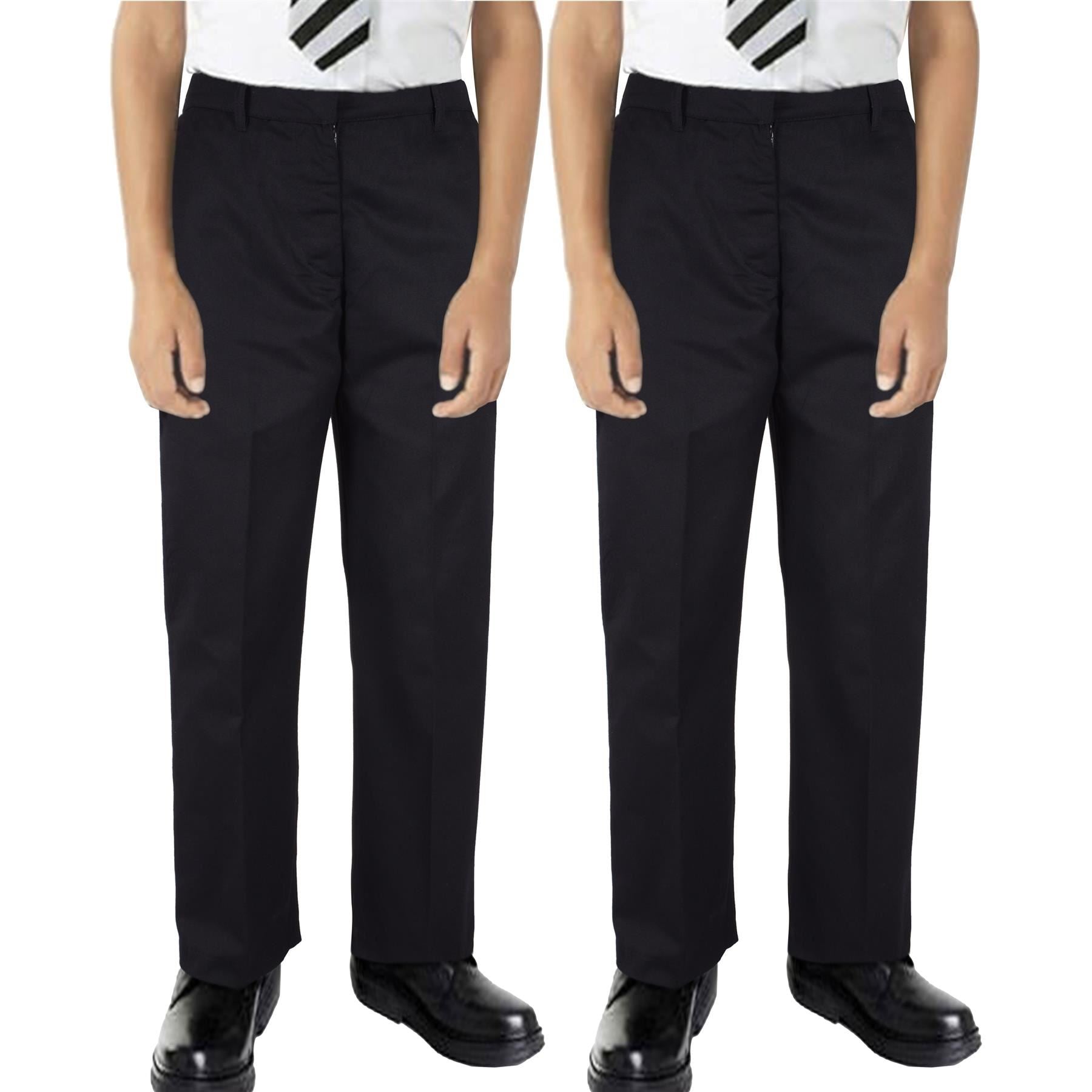Kids Boys Pants Plain School Uniform Pull Up Regular Fit Elasticated Trouser