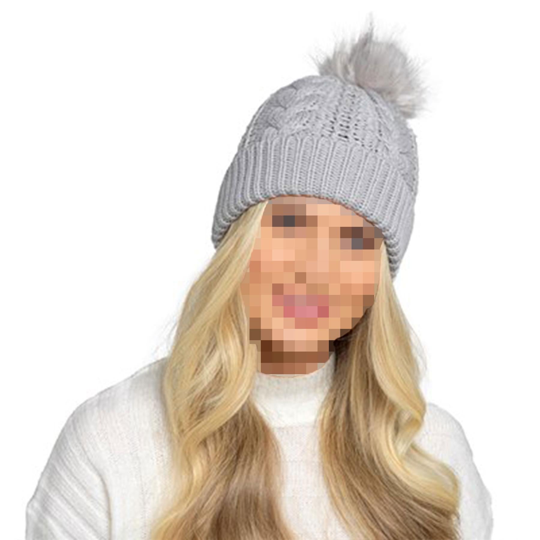 A2Z Ladies Hat Cable Knitted Detachable Pom Pom Stretchy Winter Warm Cazy Caps