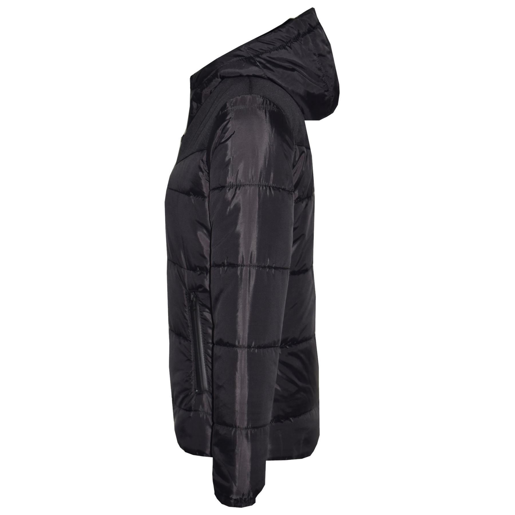 Kids Unisex Jacket Padded Black Puffer Hooded Zipped Coat Warm Thick Coats
