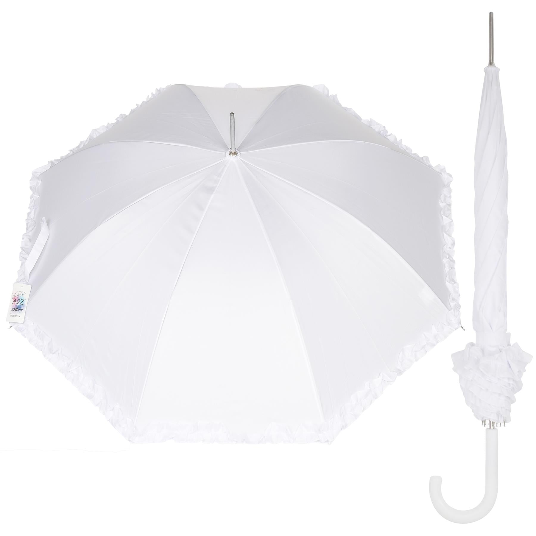 Ladies Wedding Umbrella Vintage Frill Bridal Parasol Auto Open Brolly Canopy