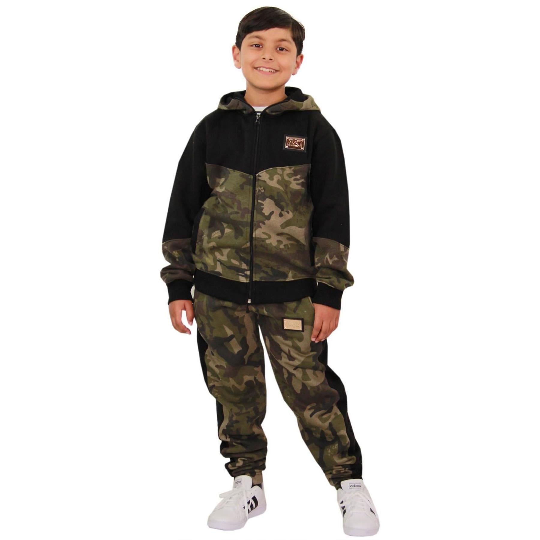 Boys Girls Tracksuit Fleece Hoodie Top Joggers Bottom Suit Set Age 2-13 years