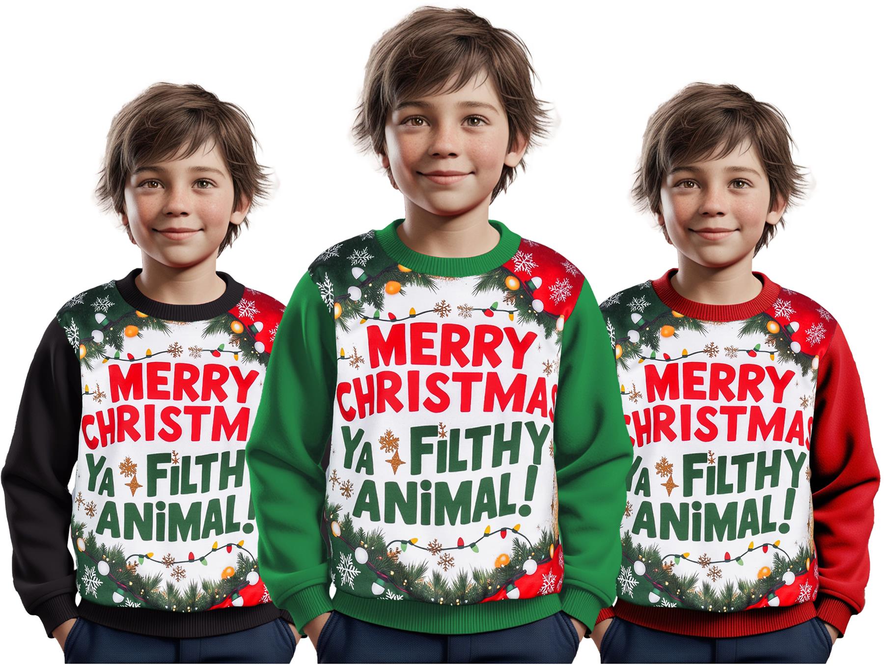 Kids Girls Boys Merry Christmas Ya Filthy Animal Jumper Hoodies Xmas Sweatshirts