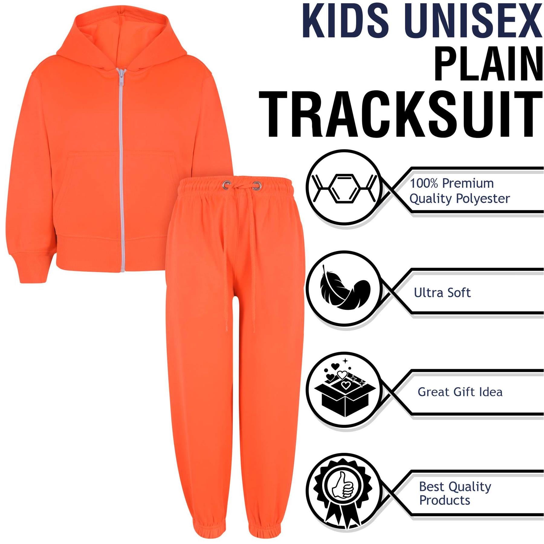 Kids Unisex Plain Hooded Zipped Jogging Suit