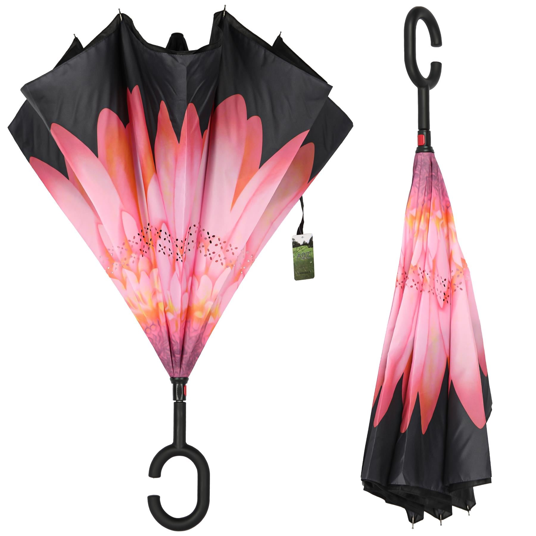 A2Z Women's Dual Layer Inverted Umbrella Reverse Open Folding Umbrella C Handle