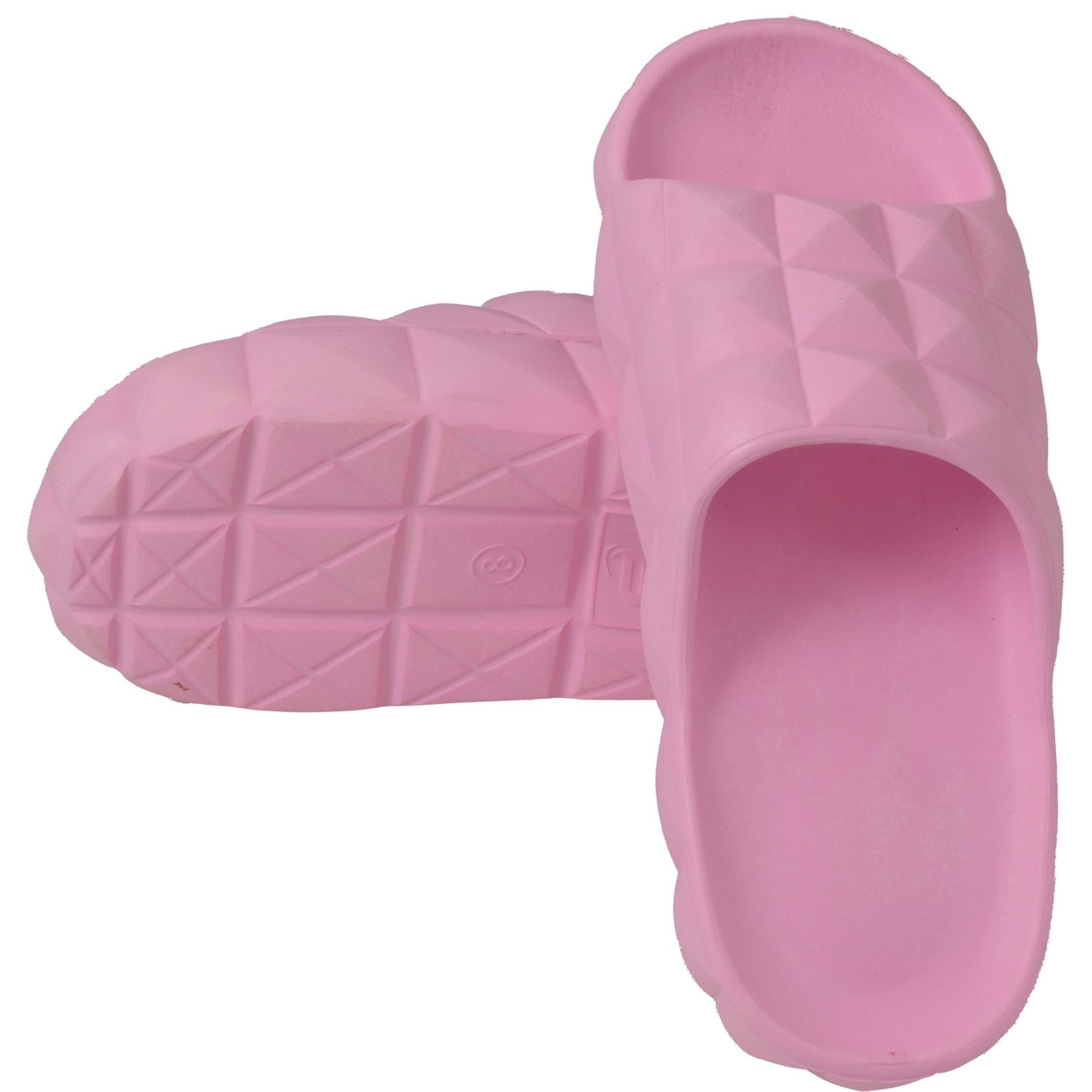 Womens Open Toe Soft Padded Diamond Slider Slip-On Casual Summer Mule Slipper
