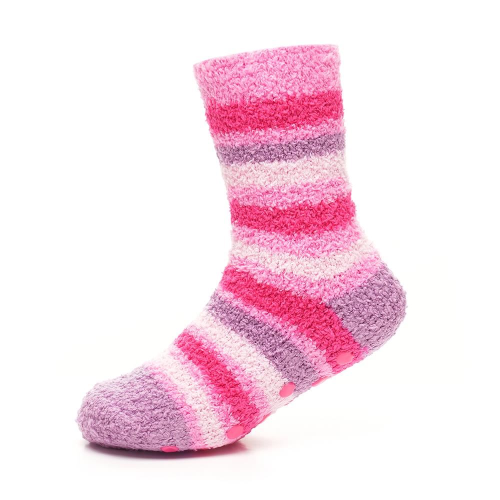 Kids Girls Cosy Socks Non-Skid Gripper Pack of 2 Super Soft Fluffy Slipper Socks