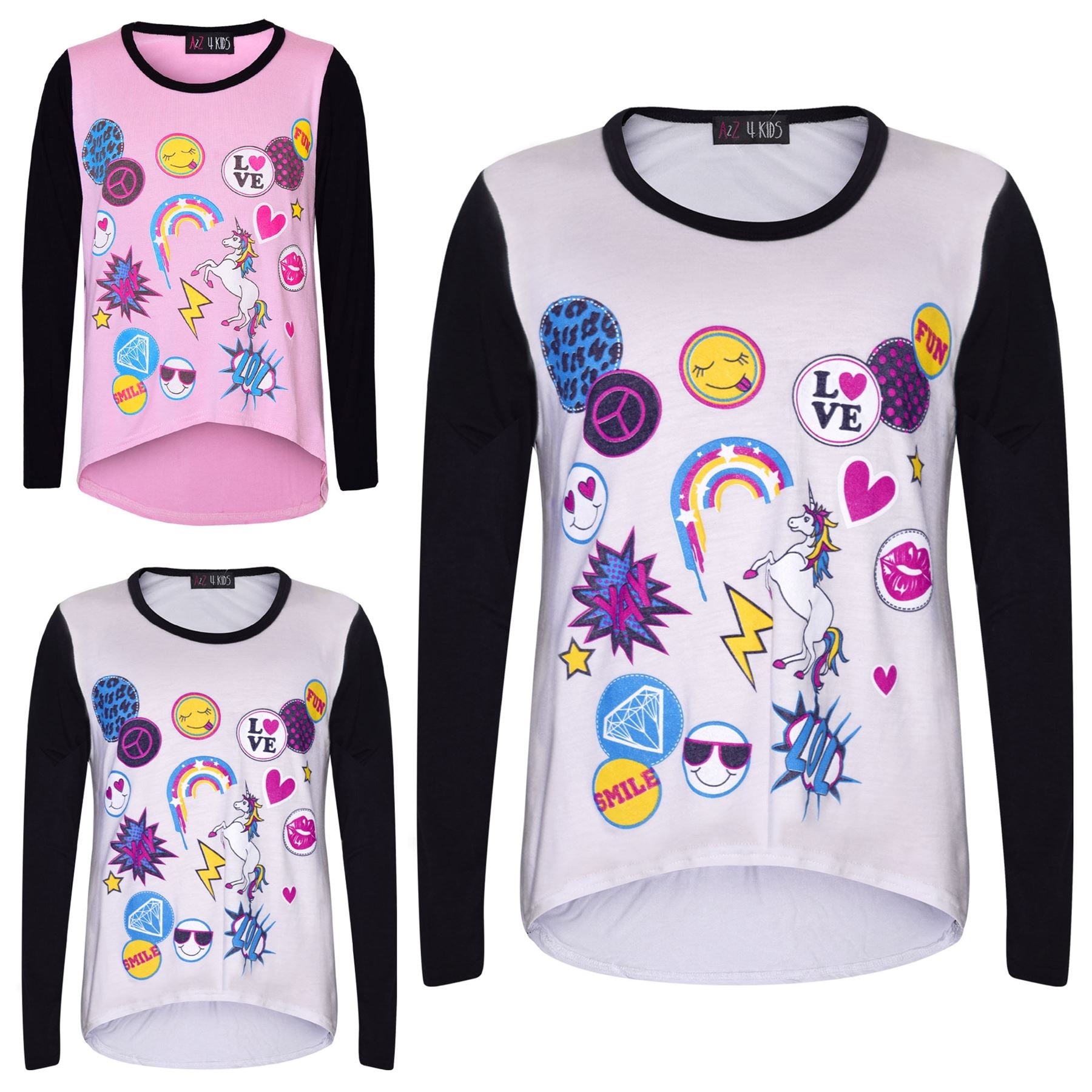 Girls Top Kids Long Sleeves Unicorn & Rainbow Print T Shirt & Legging Set