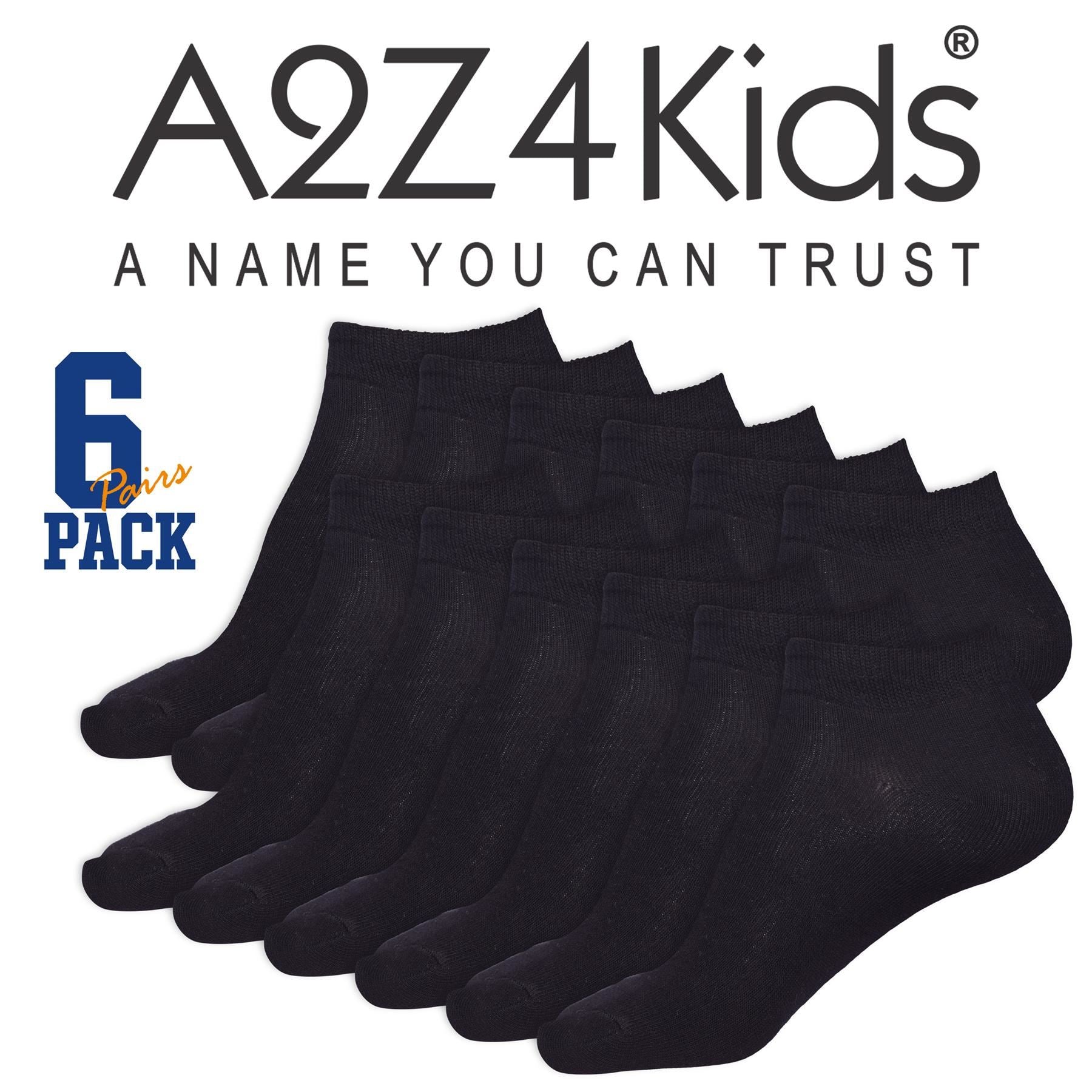 A2Z 4 Kids Girls Boys 12 Pack Plain Trainer No Show Socks Cotton School Socks