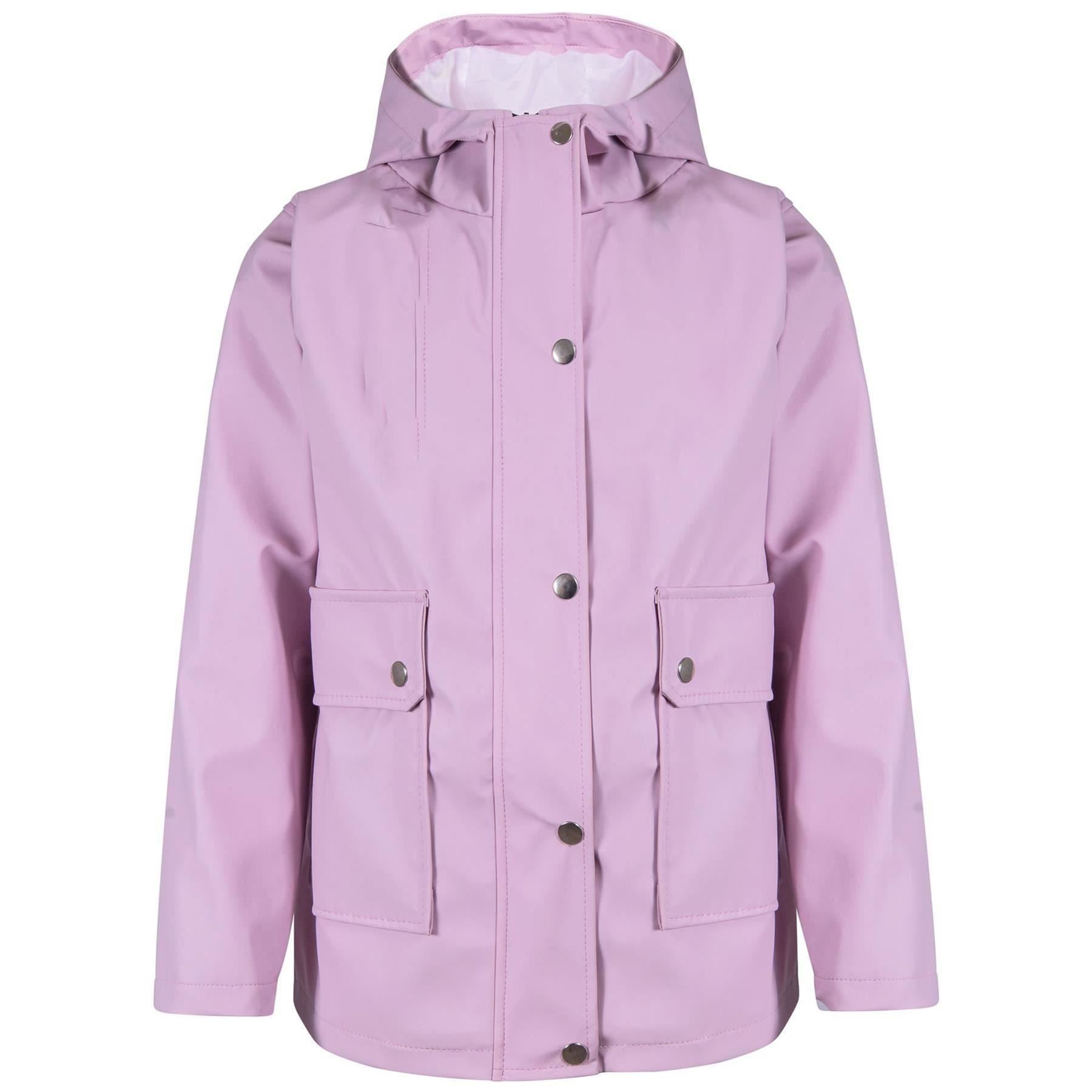 Girls Boys PU Raincoat Jacket Lilac Waterproof Coat