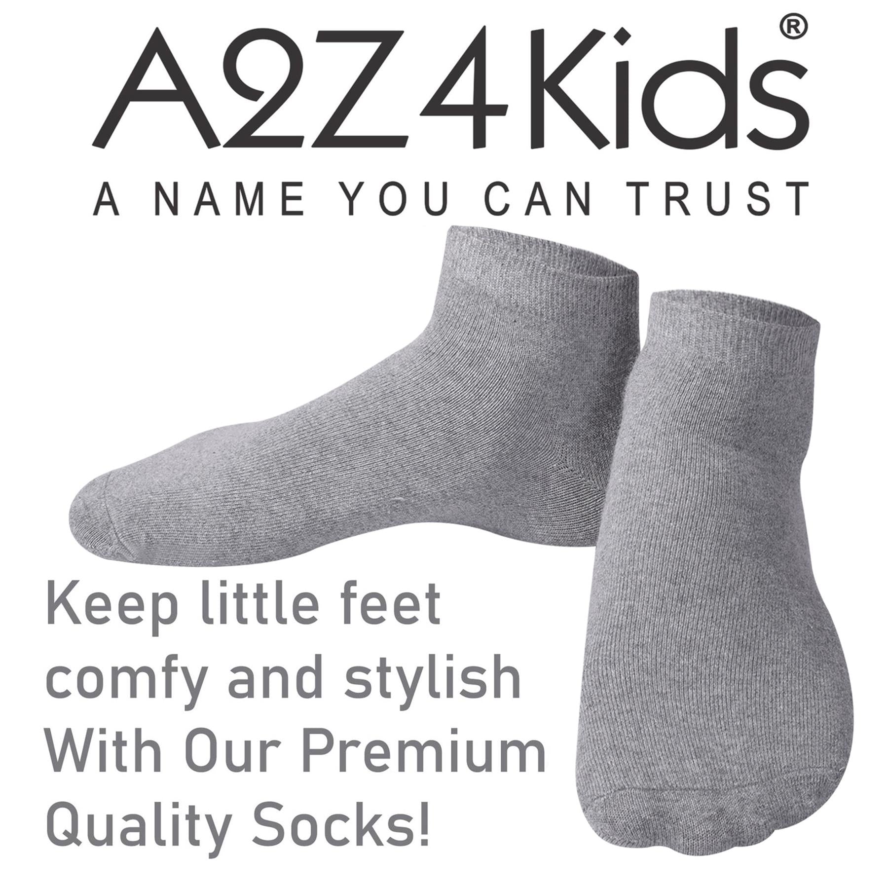 A2Z 4 Kids Girls Boys Socks 6 Pack Plain Ankle Cotton Back to School Socks