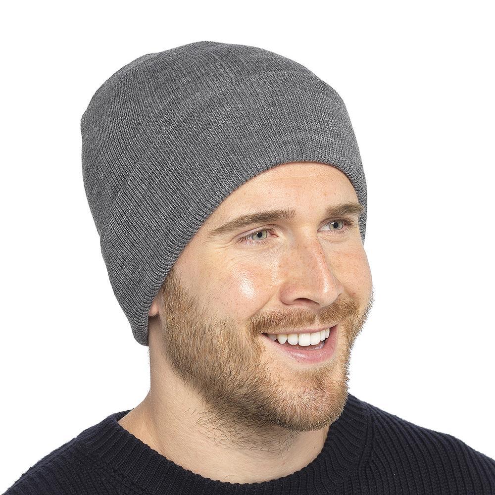 A2Z Mens Hat Plain Knit Beanies Turn Up Soft Feel Winter Warm Cozy Caps Hats