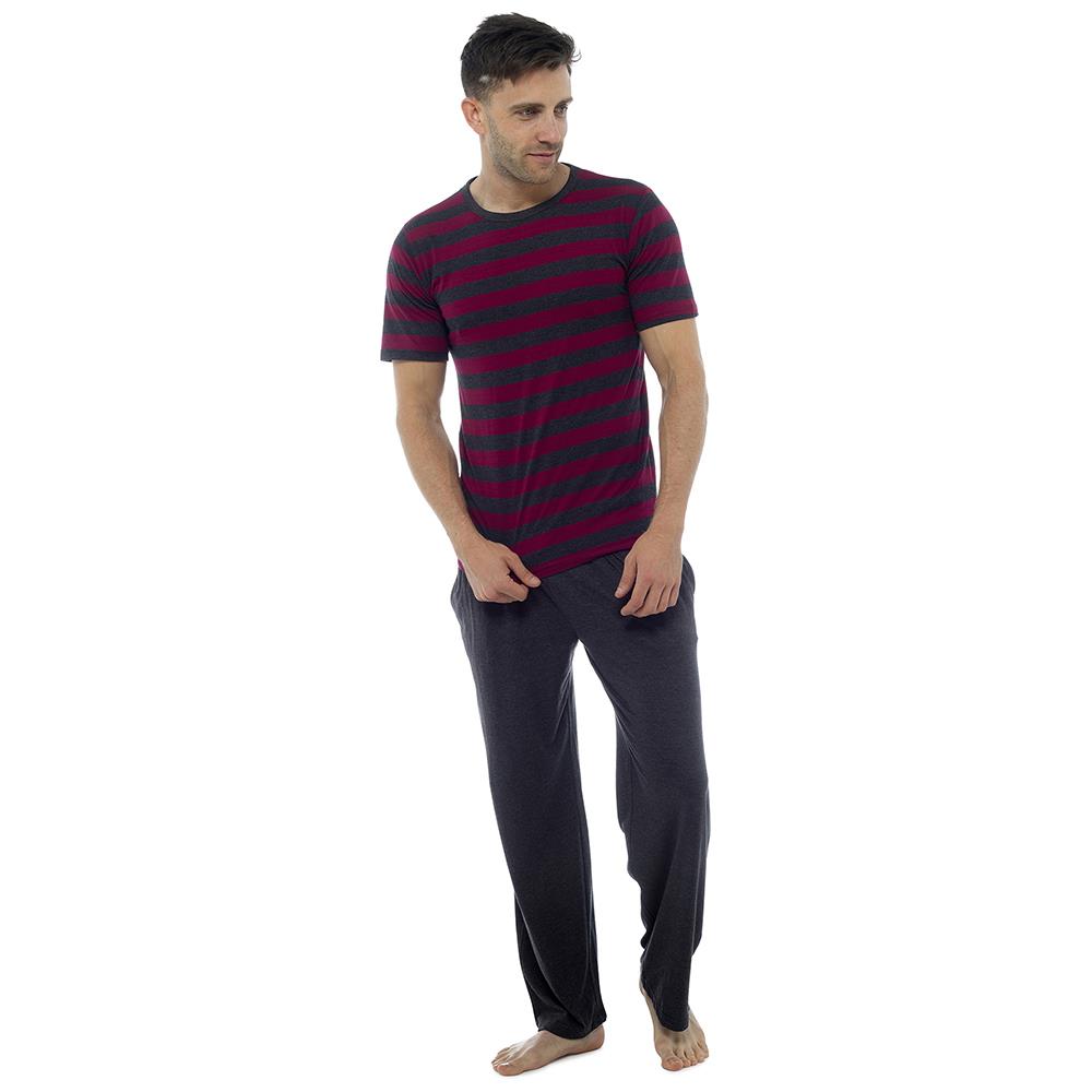 A2Z Men's Cotton Jersey Striped Pyjama Short Sleeve Tee Sleepwear Loungewear Pjs