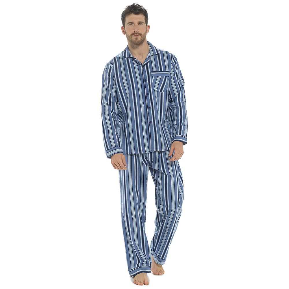 A2Z Mens Pyjama Traditional Stripe Brushed Cotton Pyjama 2 Piece Top Bottom Set