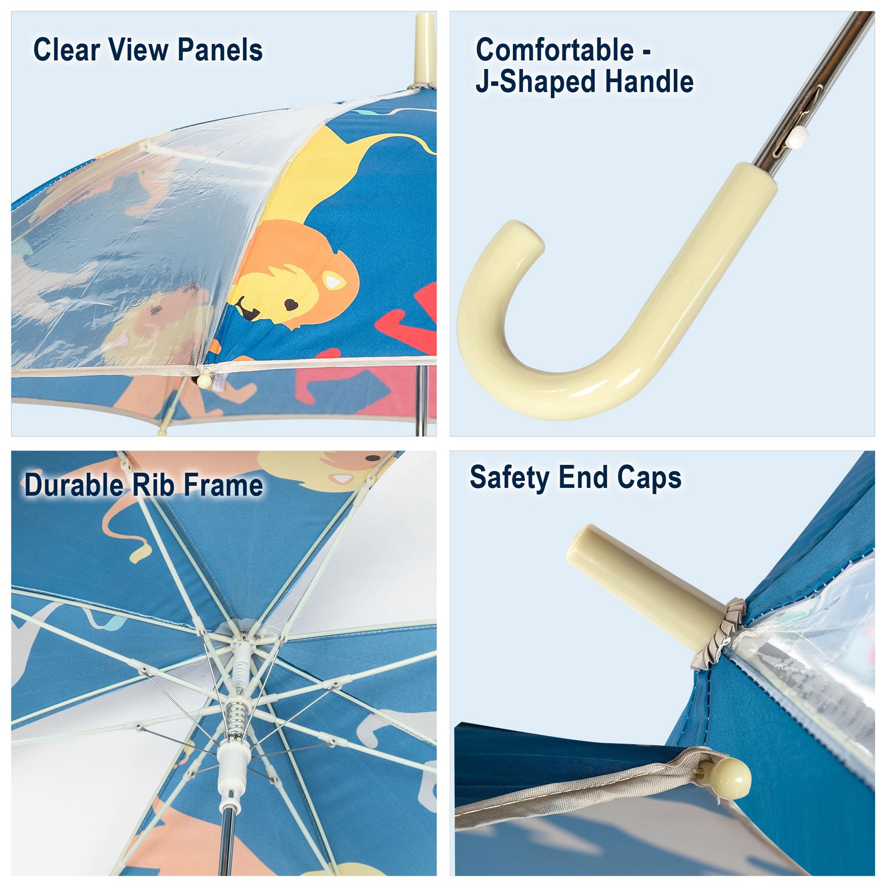 A2Z 4 Kids Stick Umbrella Lions Walking Umbrellas Water Proof Brolly 96cm Canopy