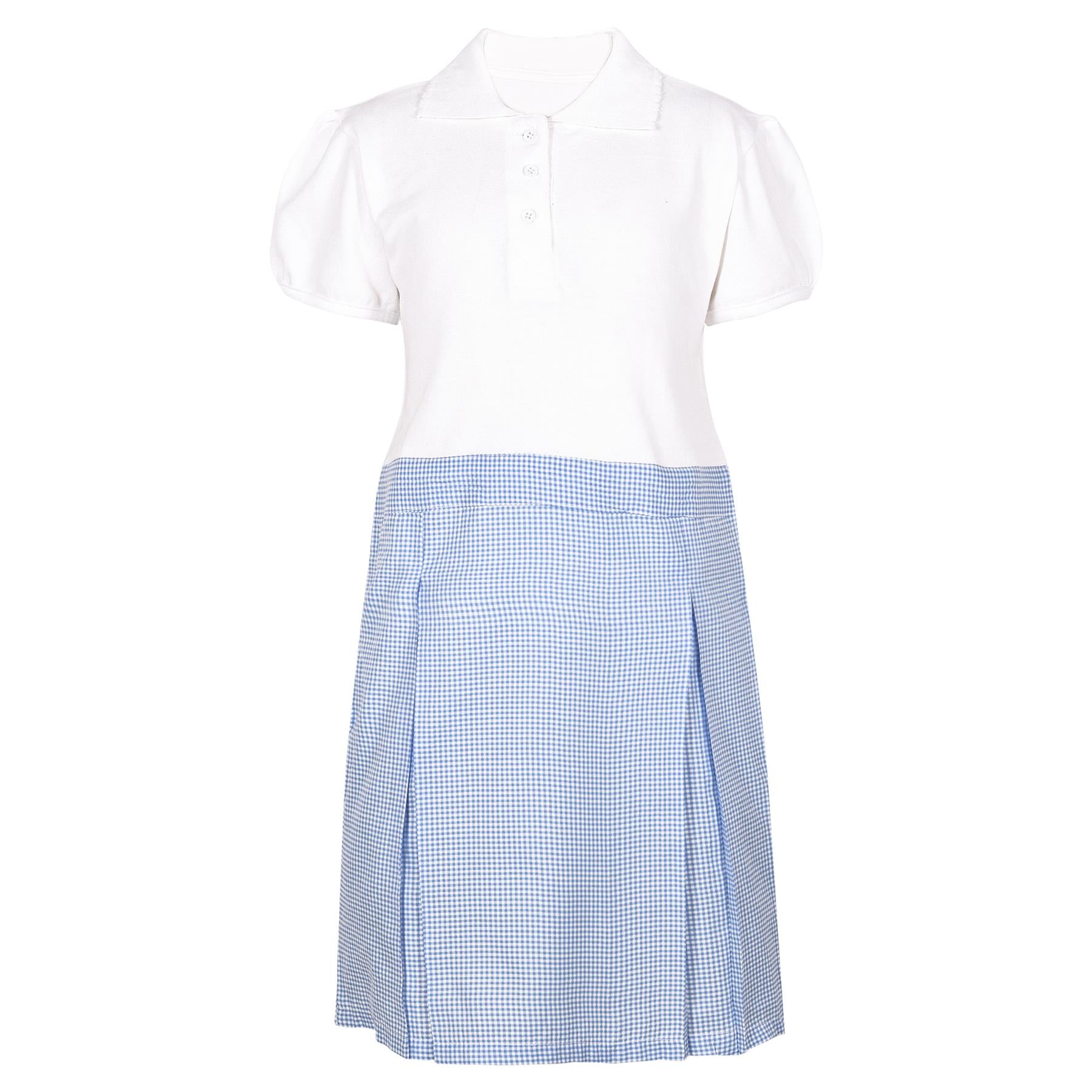 Kids Girls School Uniform Dress Gingham Pleated Comfortable Summer Polo Dress