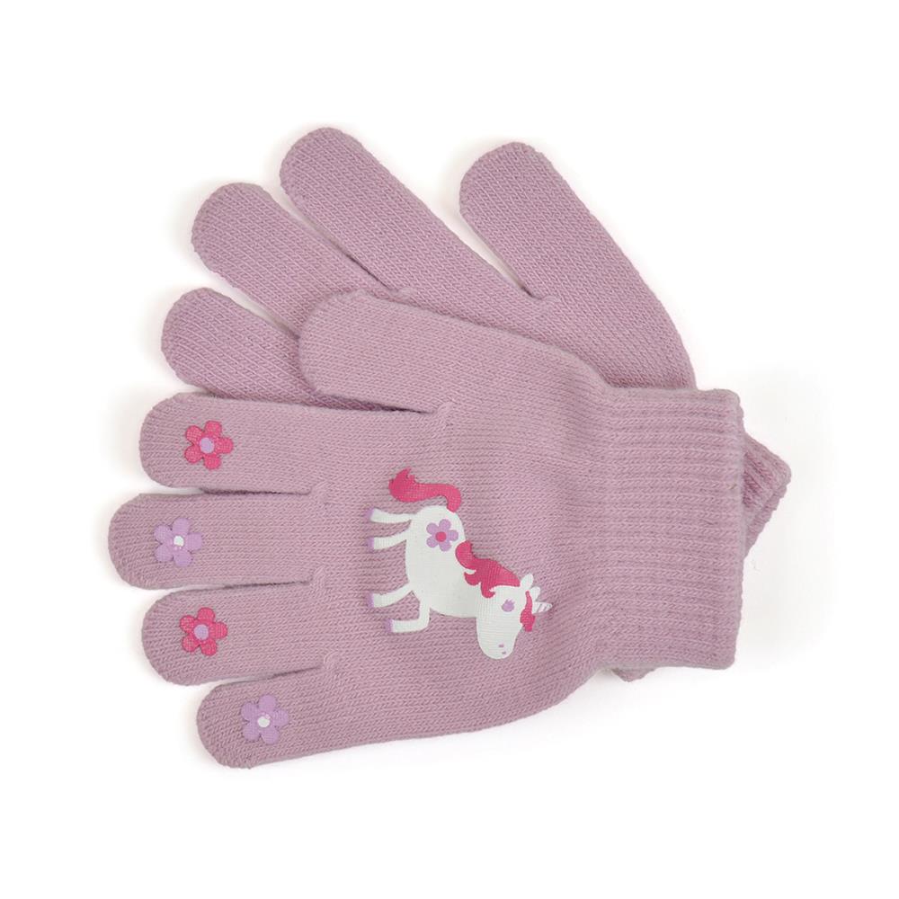 Girls 3 Pack Gloves Thermal Magic Flamingo Dolphin Unicorn Motif Warm Mittens