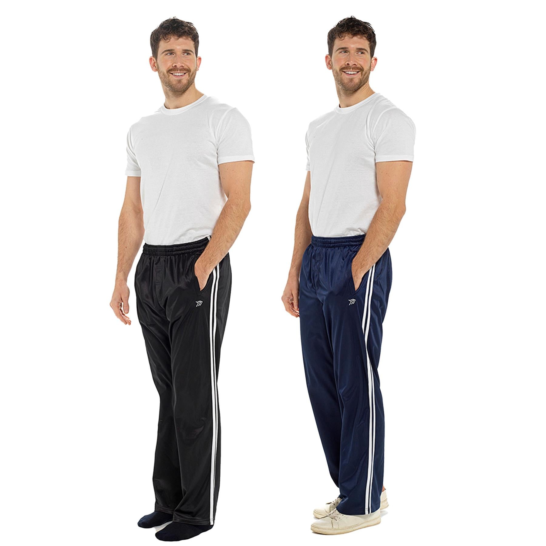 Mens Striped Leisure Jogging Lightweight Bottoms Elasticated Waist Sweatpants