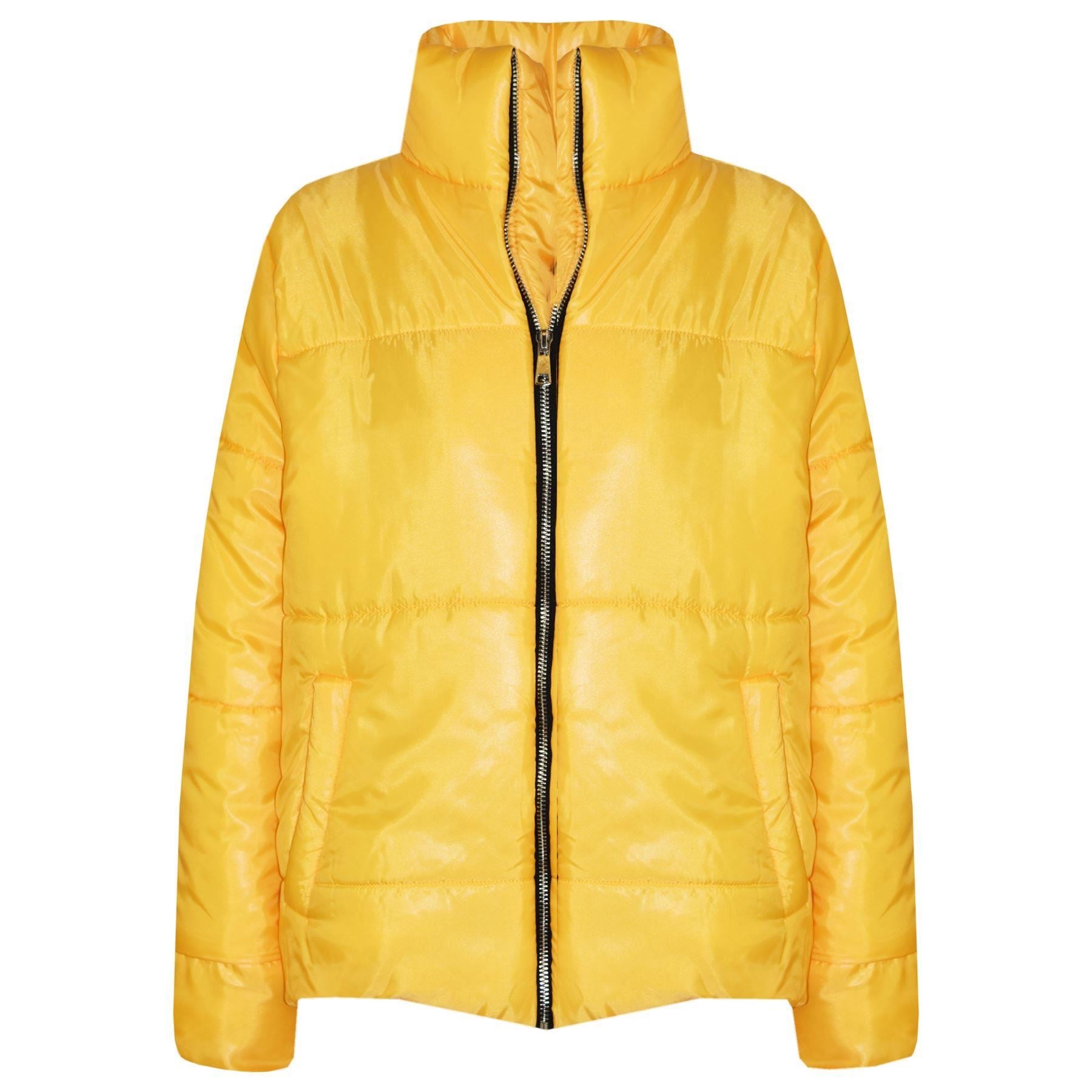 Girls Mustard Wetlook Padded Quilted Puffer Jacket