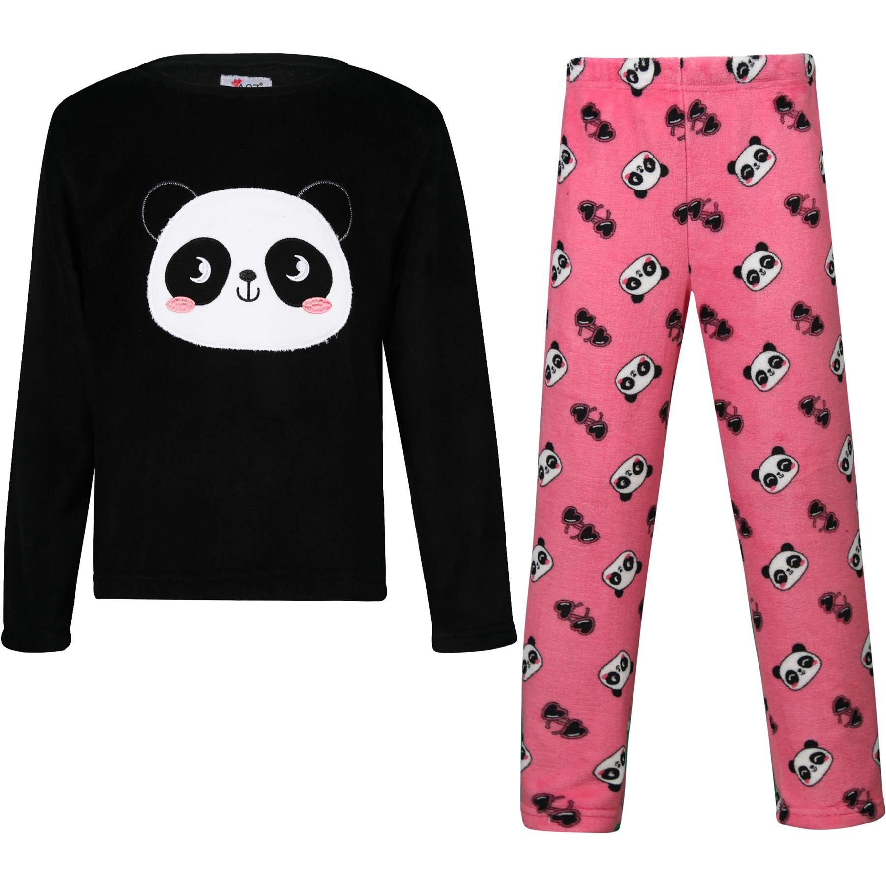 A2Z 4 Kids Girls Pyjamas 2 Piece Soft Fluffy Loungewear Panda Cosy Pyjama Set