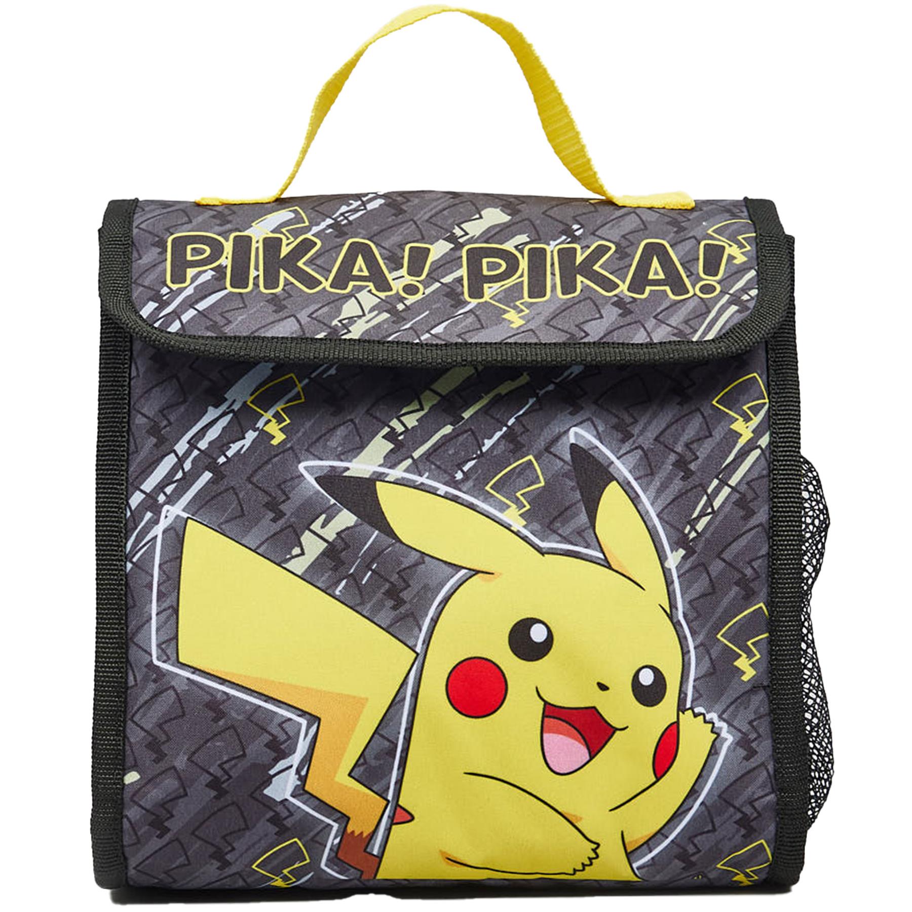 Kids Officially Licensed Pokemon Pikachu Lunch Bag With Side Mesh Pocket
